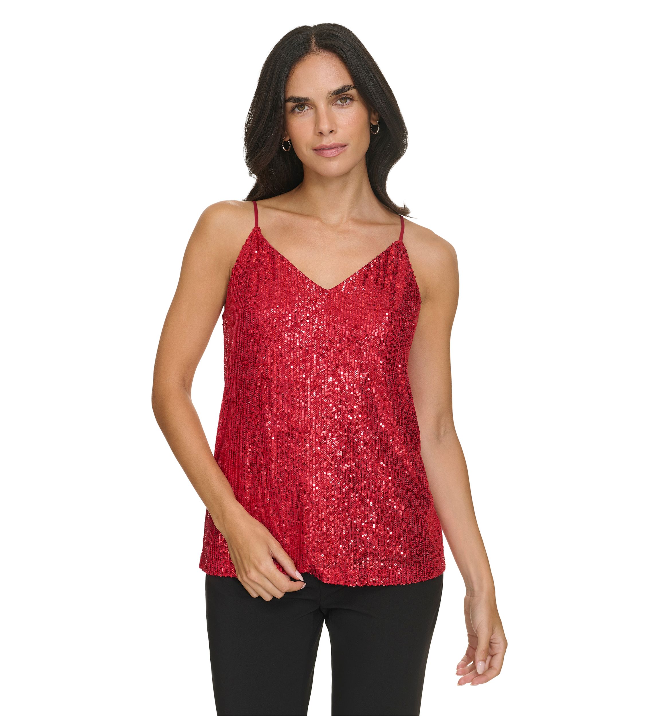 Womens Sequin Strappy Cami