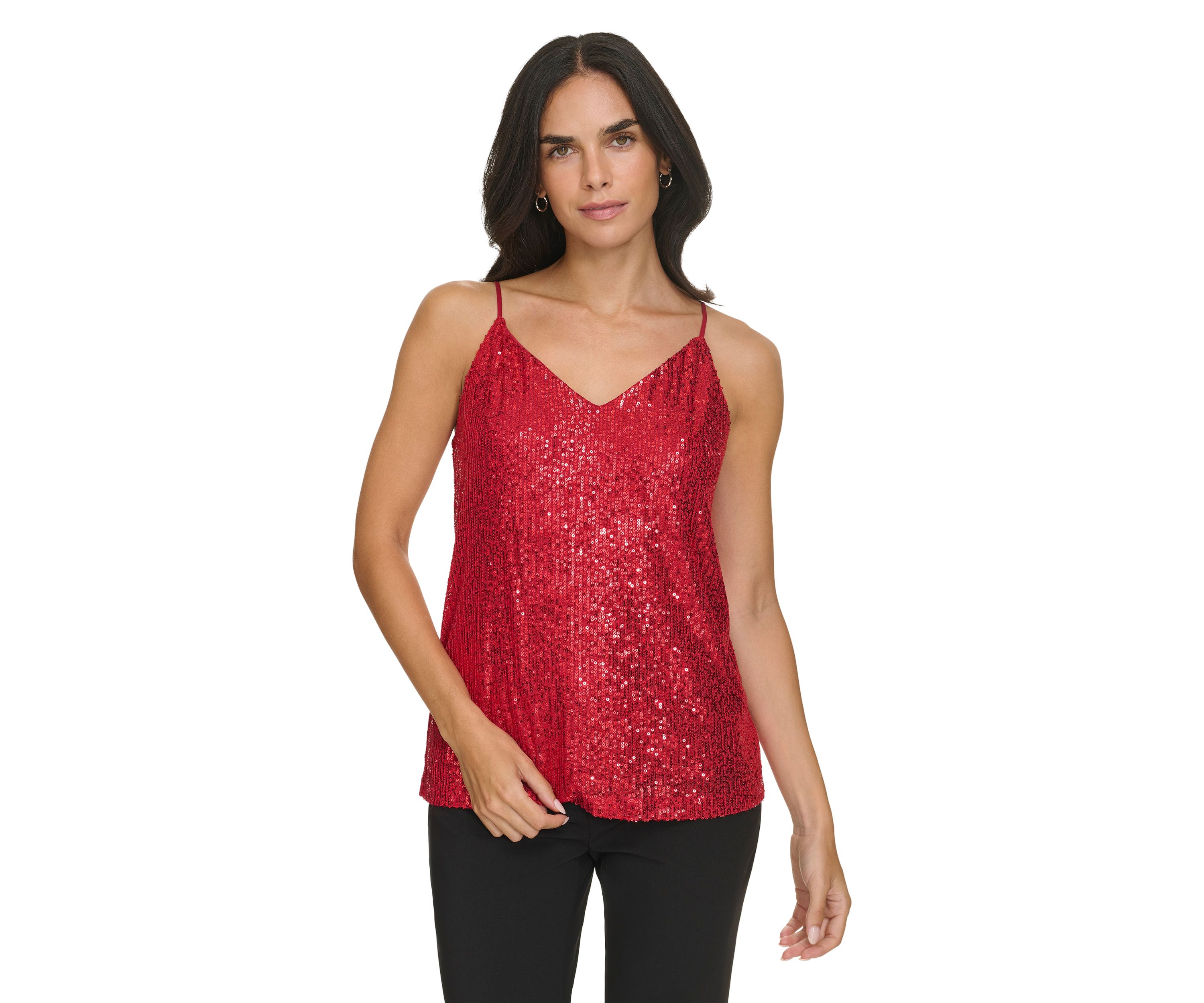 Womens Sequin Strappy Cami