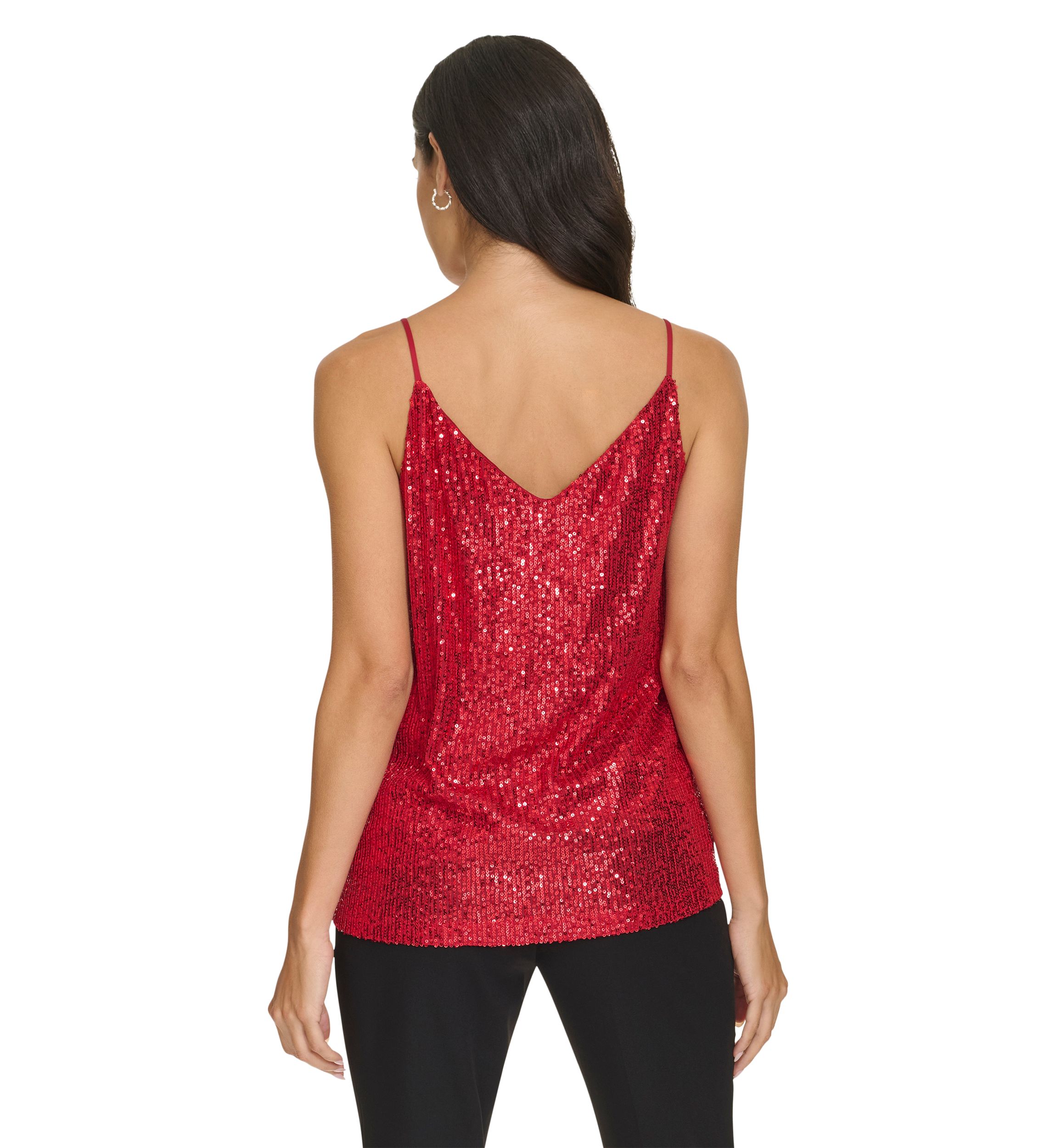 Womens Sequin Strappy Cami