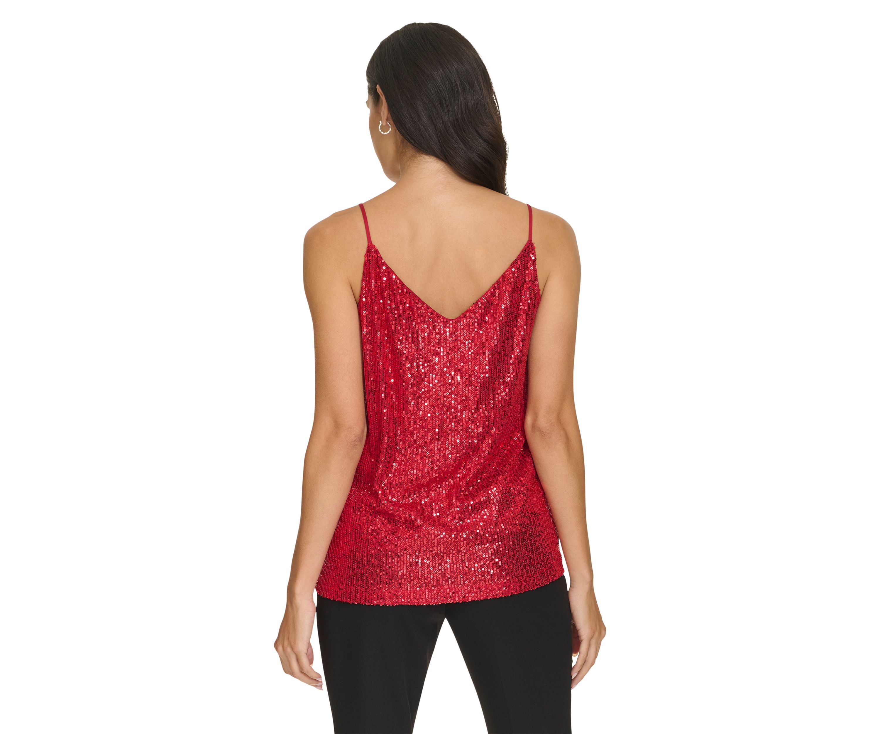 Womens Sequin Strappy Cami
