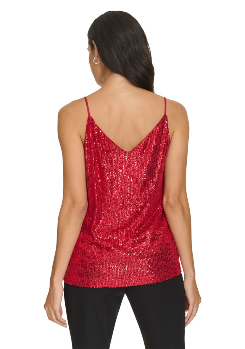 Womens Sequin Strappy Cami