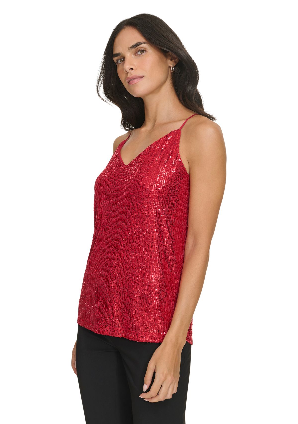 Womens Sequin Strappy Cami