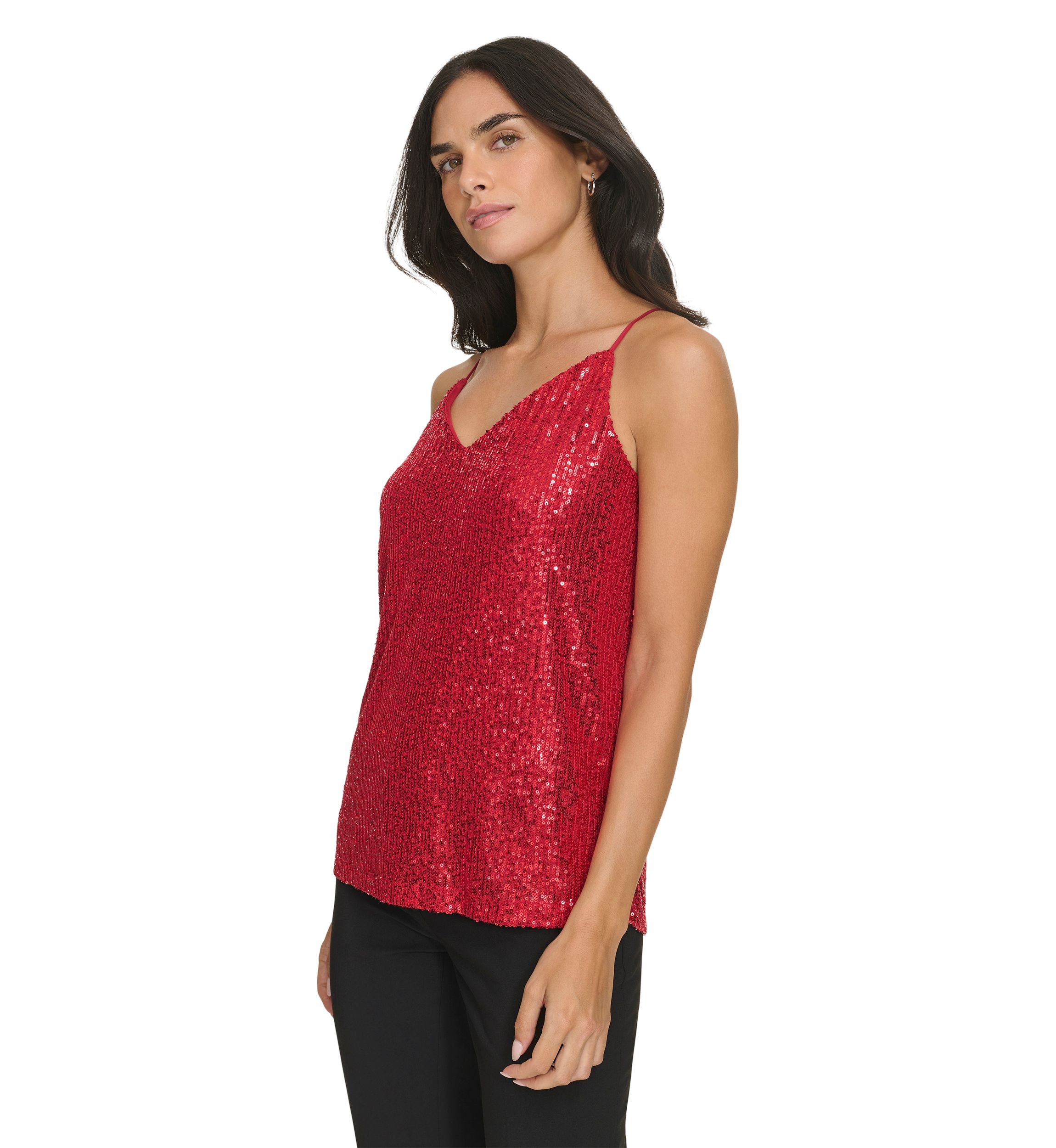 Womens Sequin Strappy Cami