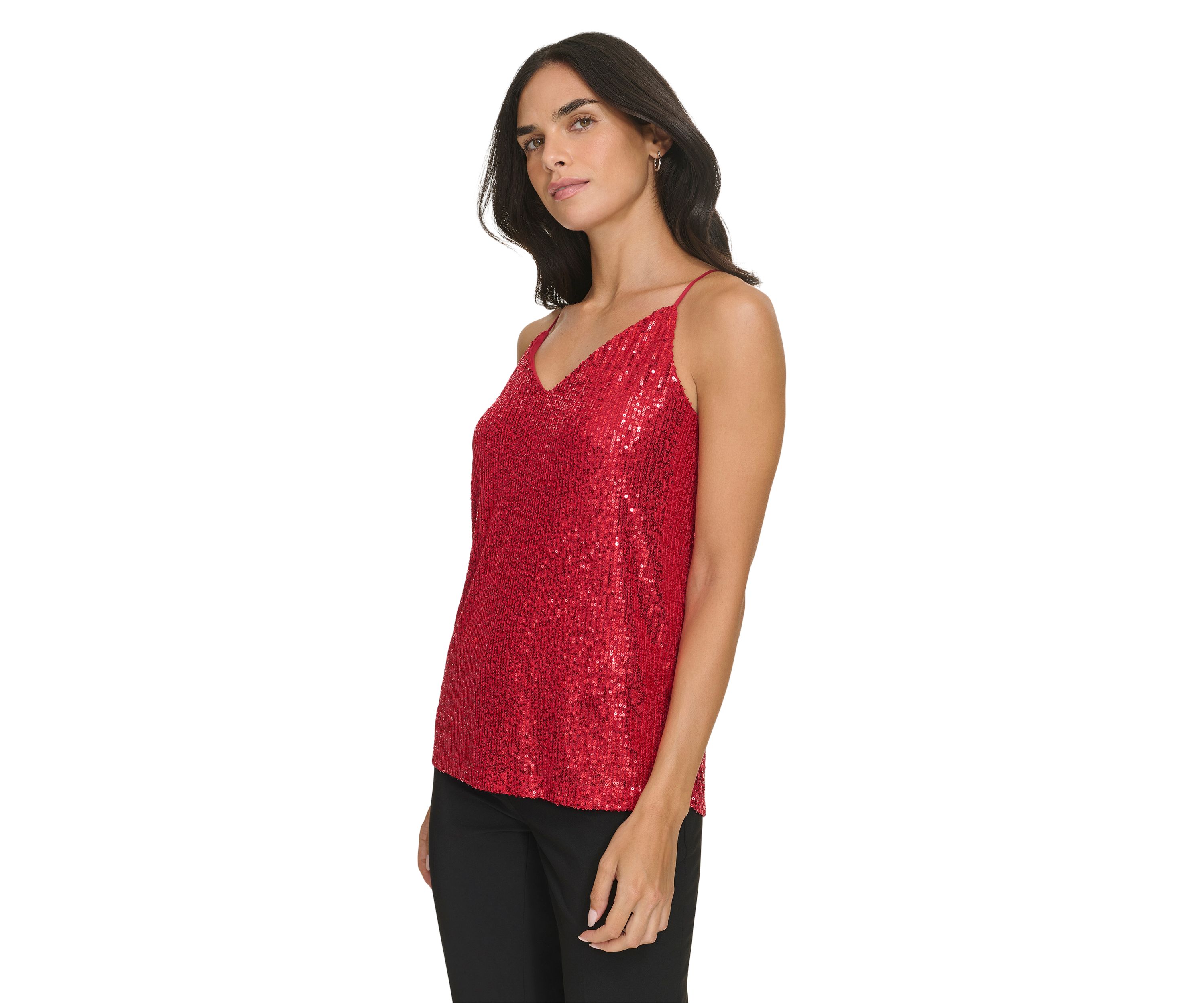 Womens Sequin Strappy Cami