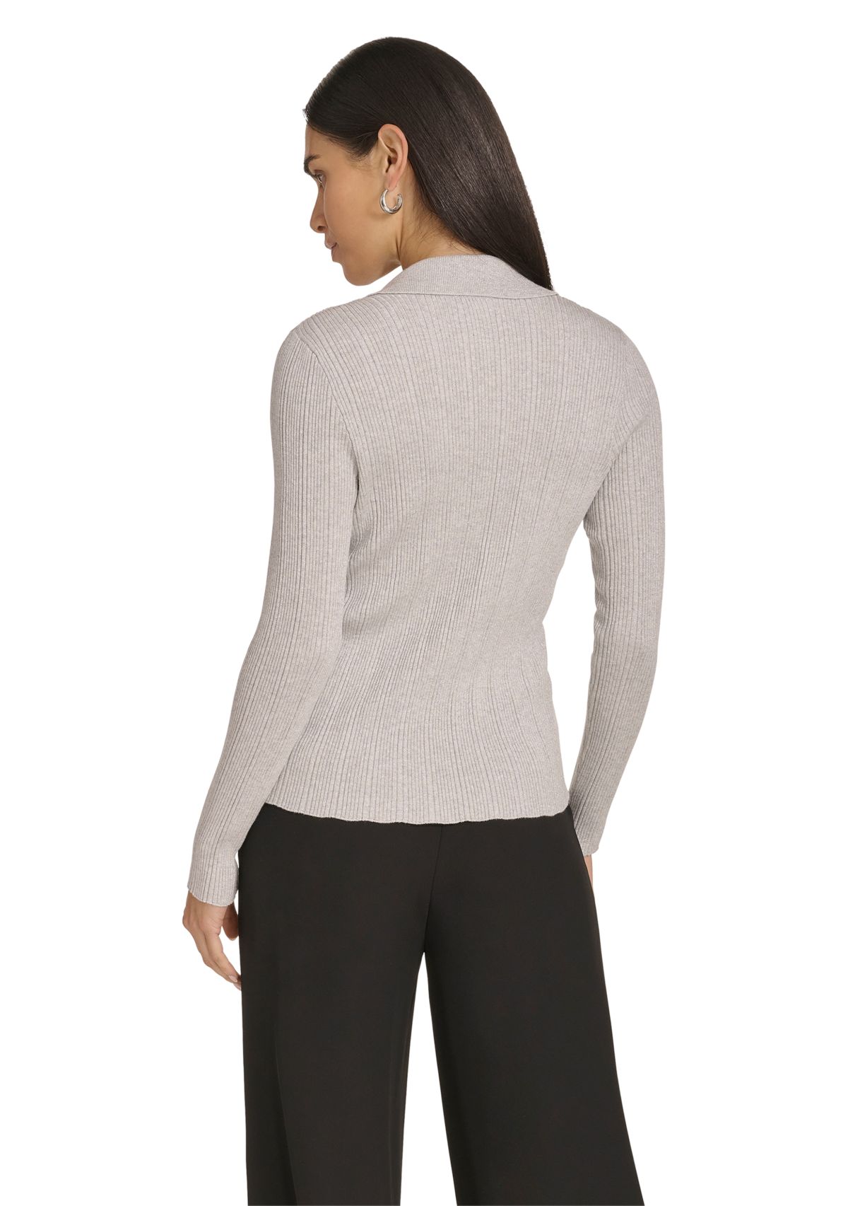 Womens Long Sleeve V-Neck Collared Sweater