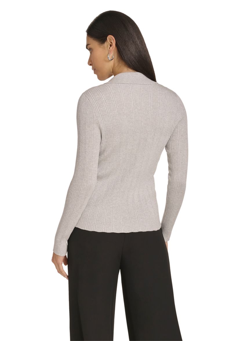 Womens Long Sleeve V-Neck Collared Sweater