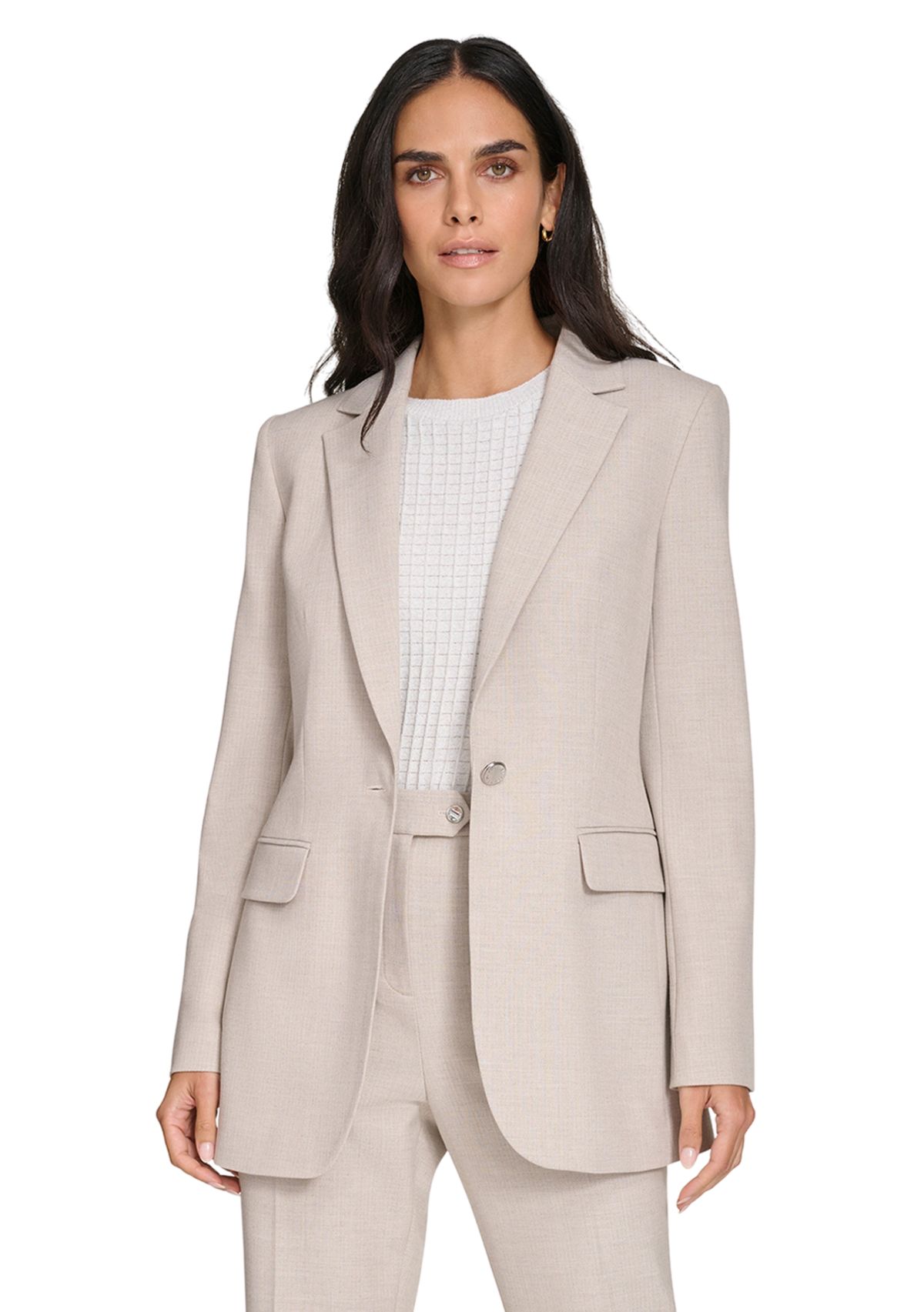 Womens Herringbone One Button Jacket