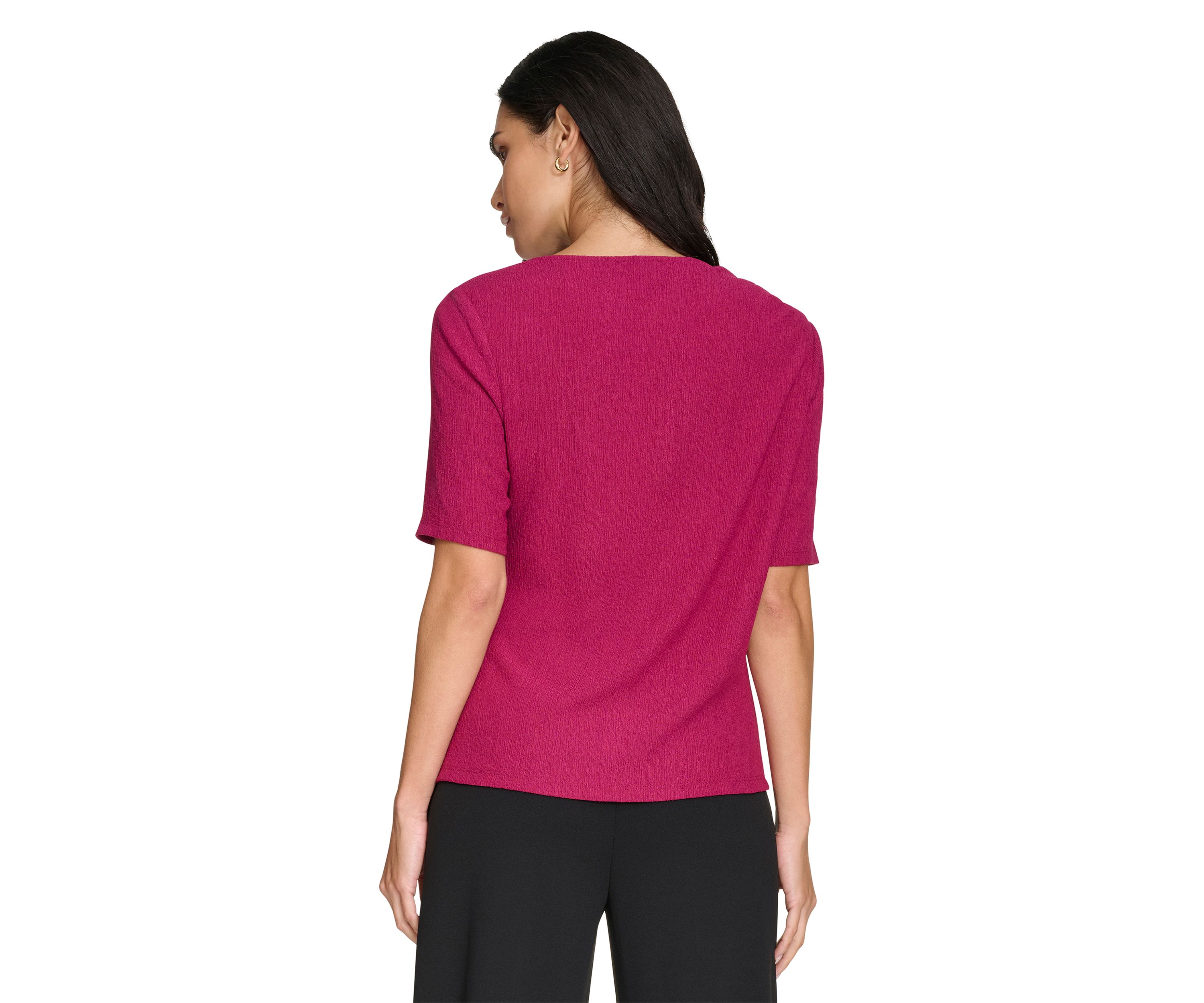 Womens Elbow Sleeve Crew Neck Top