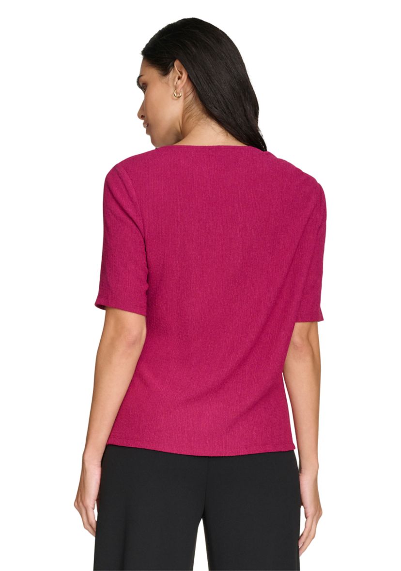 Womens Elbow Sleeve Crew Neck Top