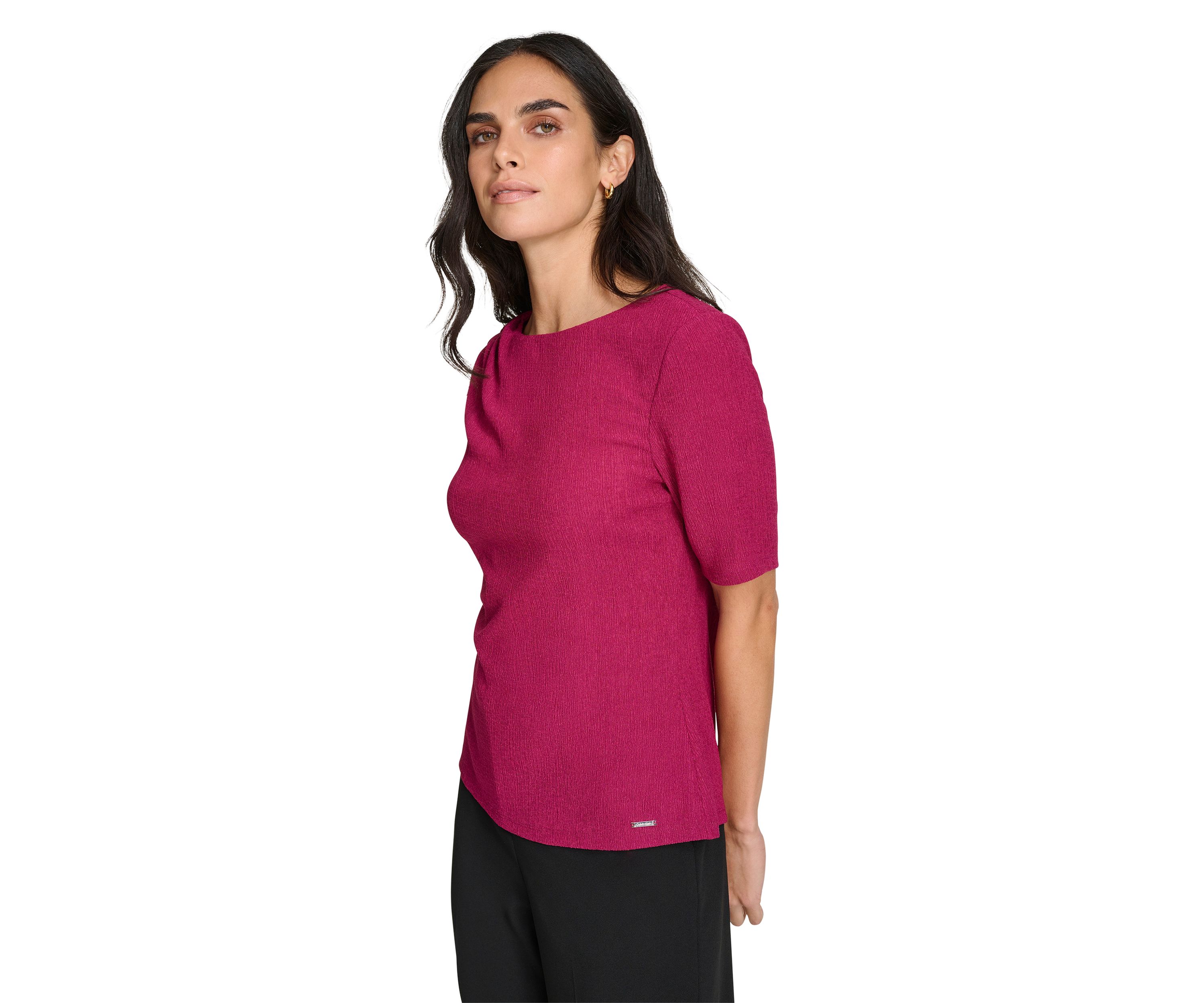 Womens Elbow Sleeve Crew Neck Top