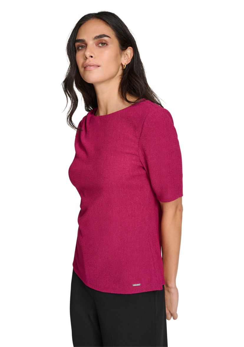 Womens Elbow Sleeve Crew Neck Top