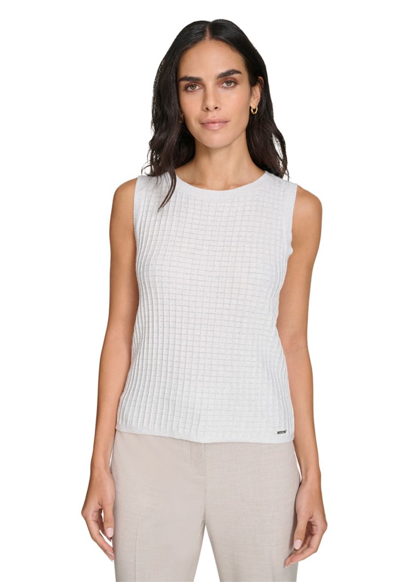 Womens Sleeveless Crew Neck Sweater with Lurex