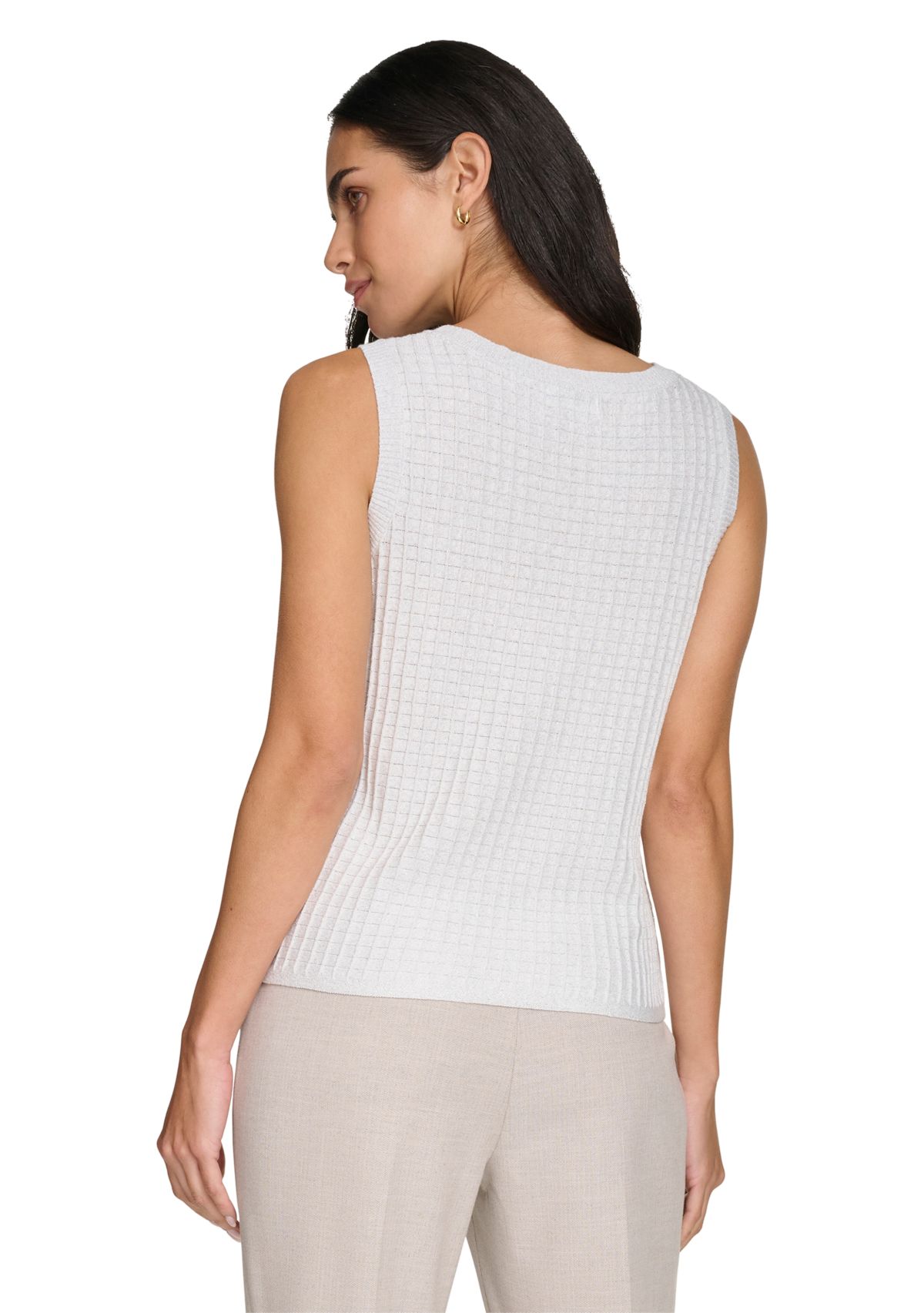 Womens Sleeveless Crew Neck Sweater with Lurex