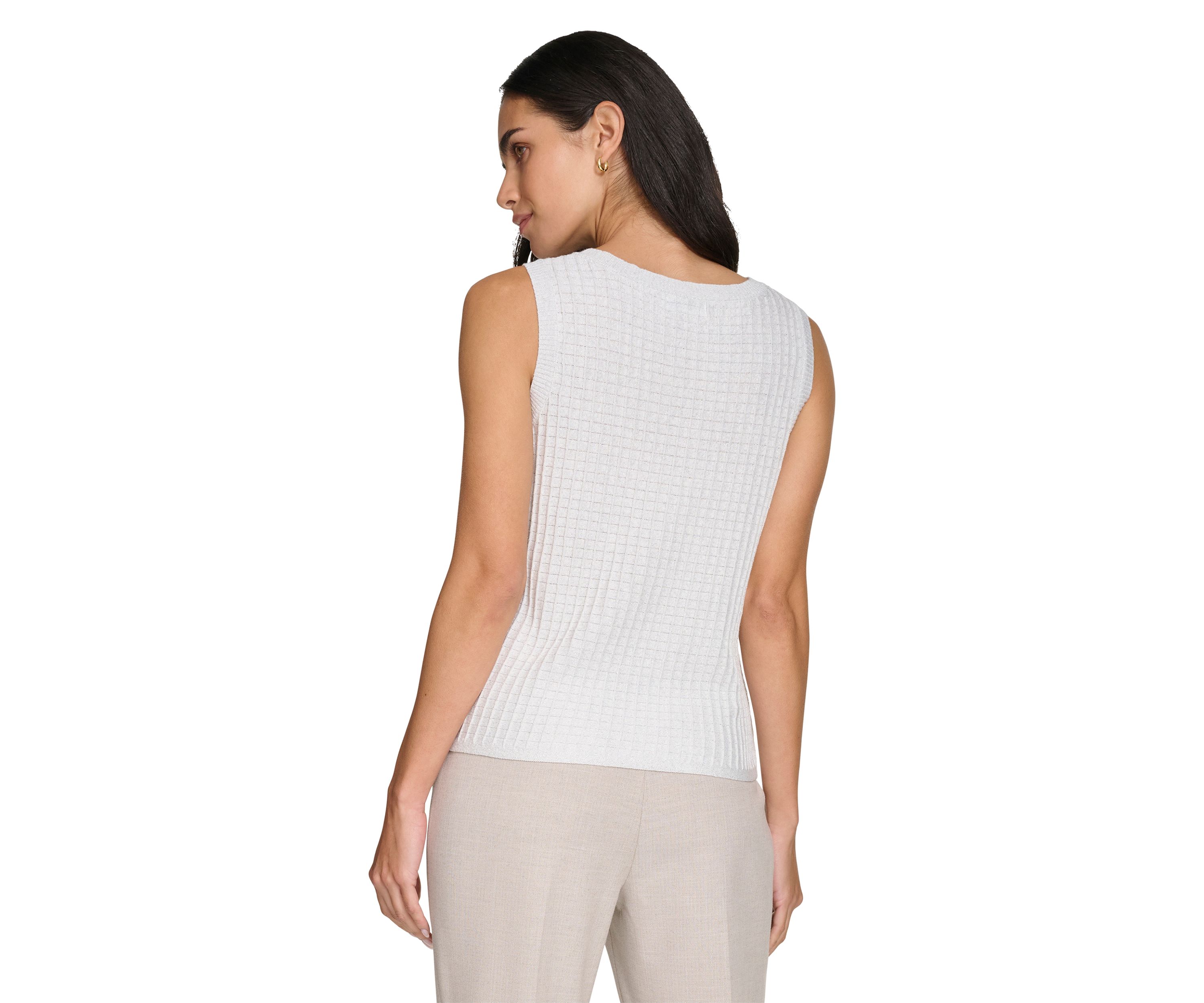 Womens Sleeveless Crew Neck Sweater with Lurex