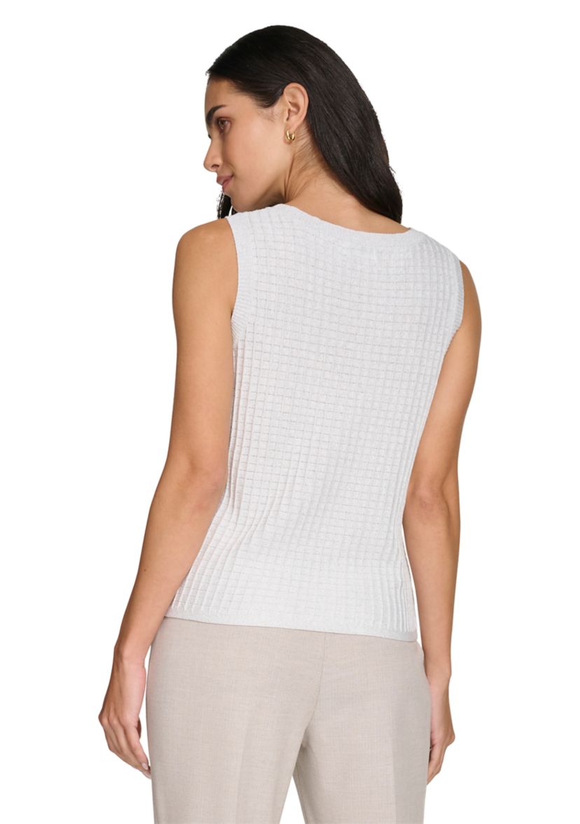 Womens Sleeveless Crew Neck Sweater with Lurex