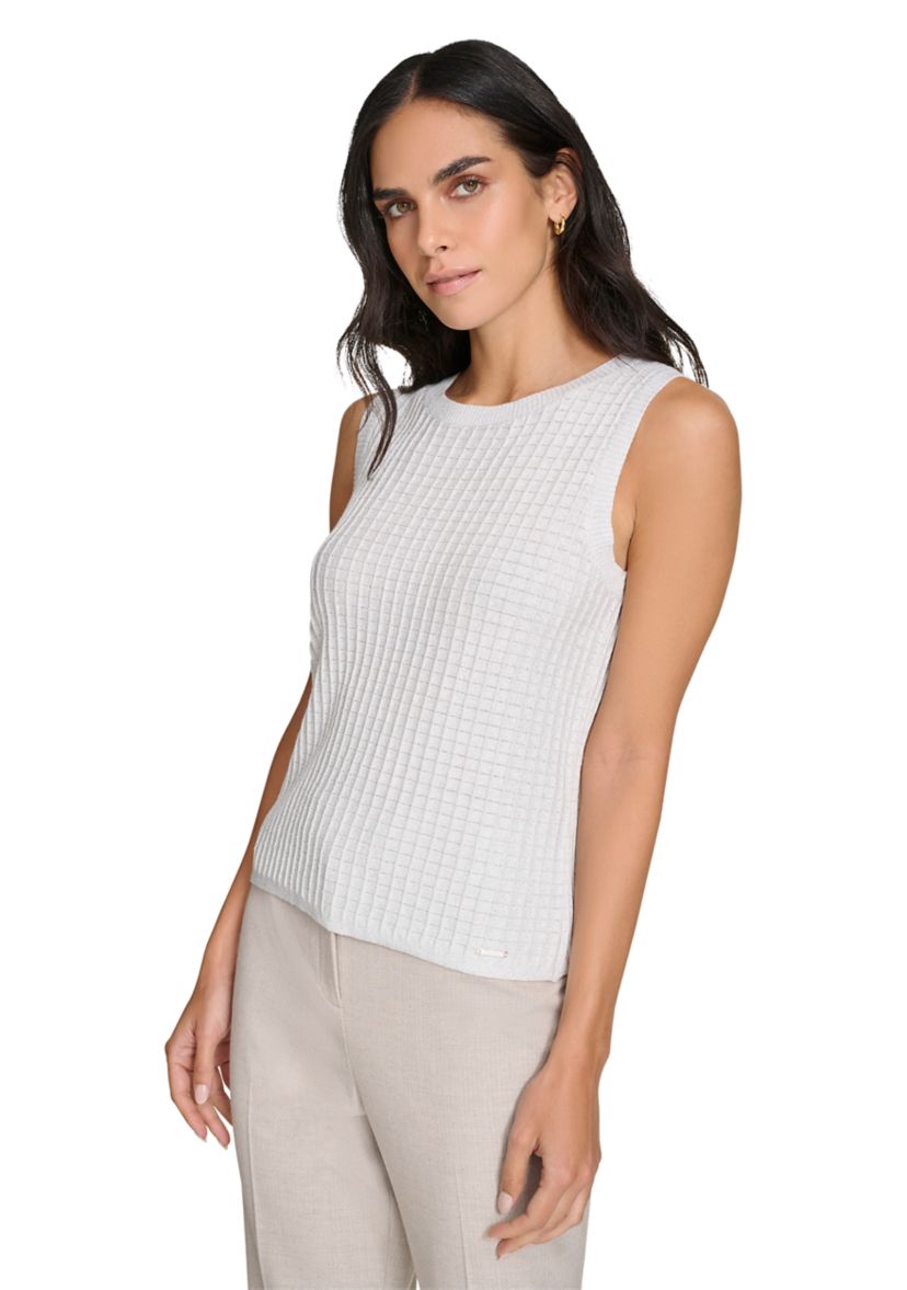 Womens Sleeveless Crew Neck Sweater with Lurex