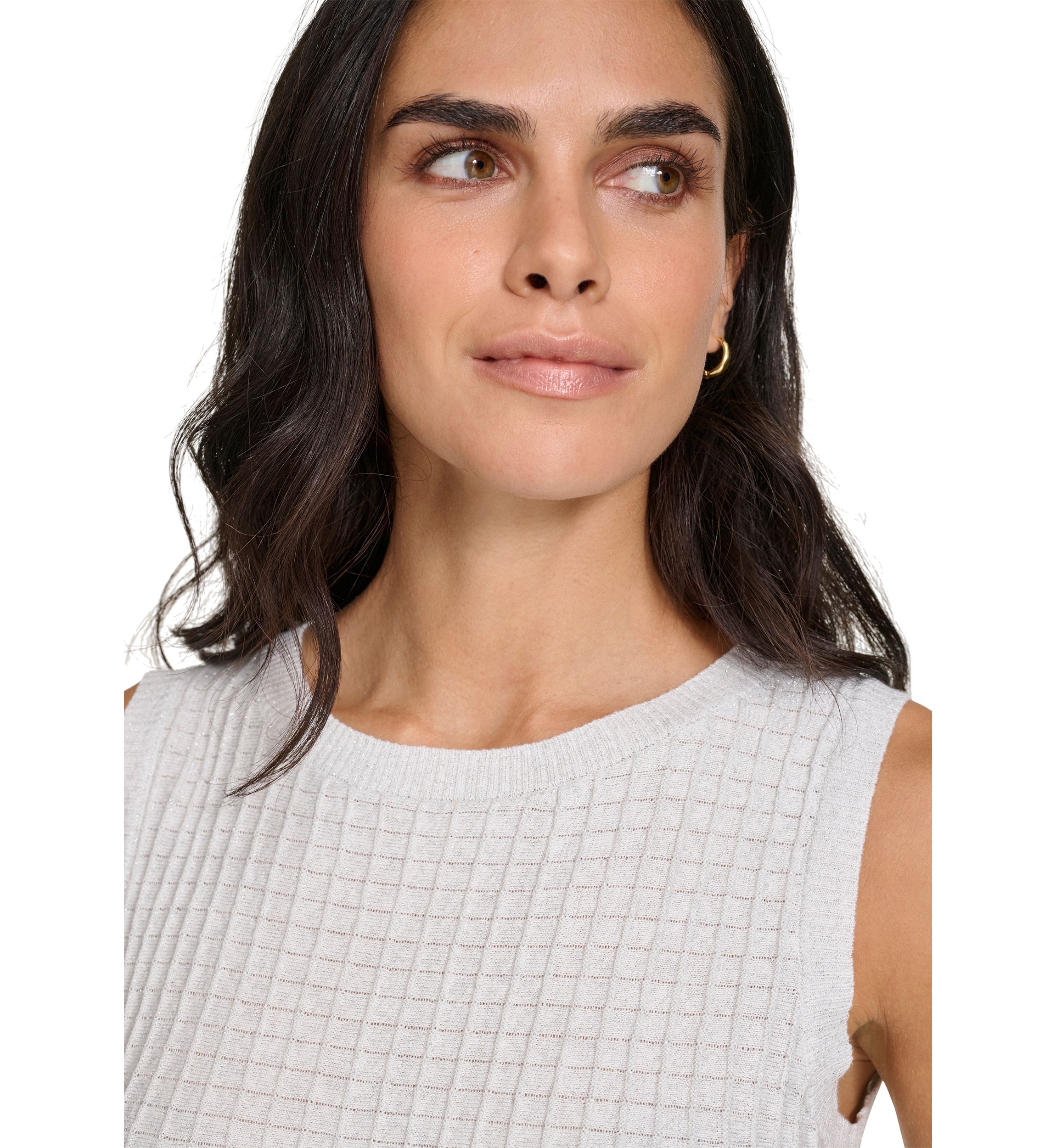 Womens Sleeveless Crew Neck Sweater with Lurex