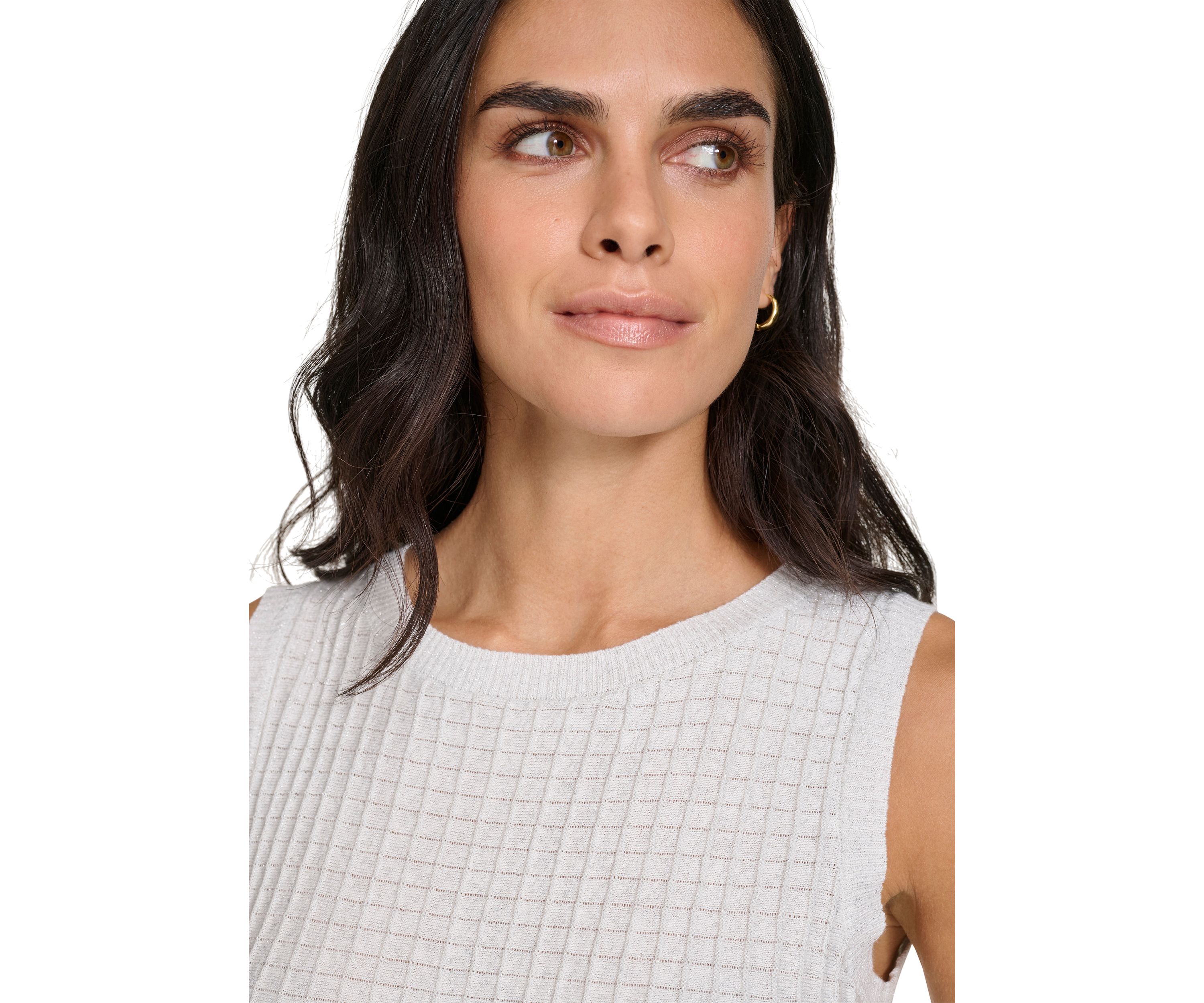 Womens Sleeveless Crew Neck Sweater with Lurex