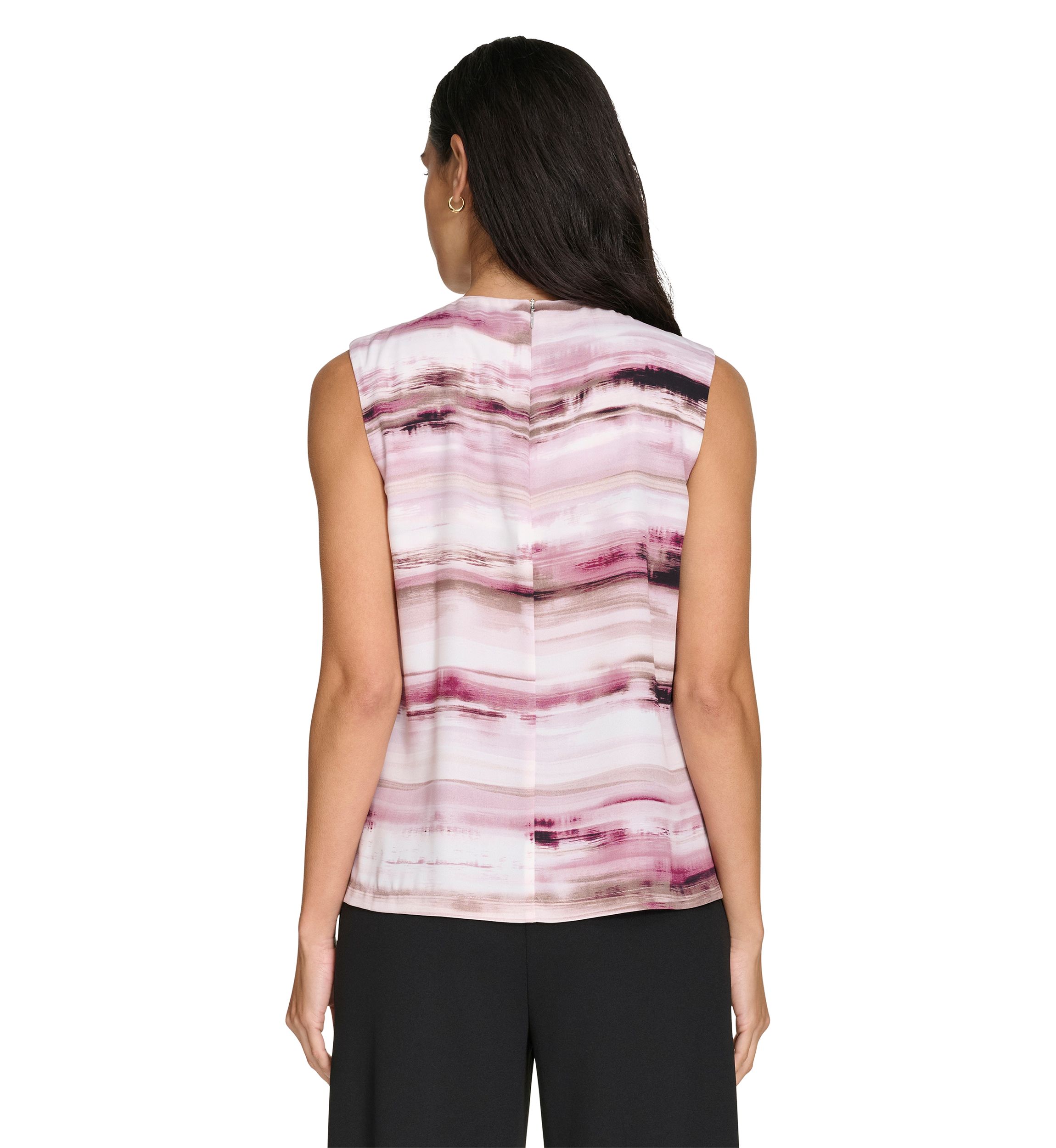 Womens Sleeveless Top with Draped Shoulder Detail