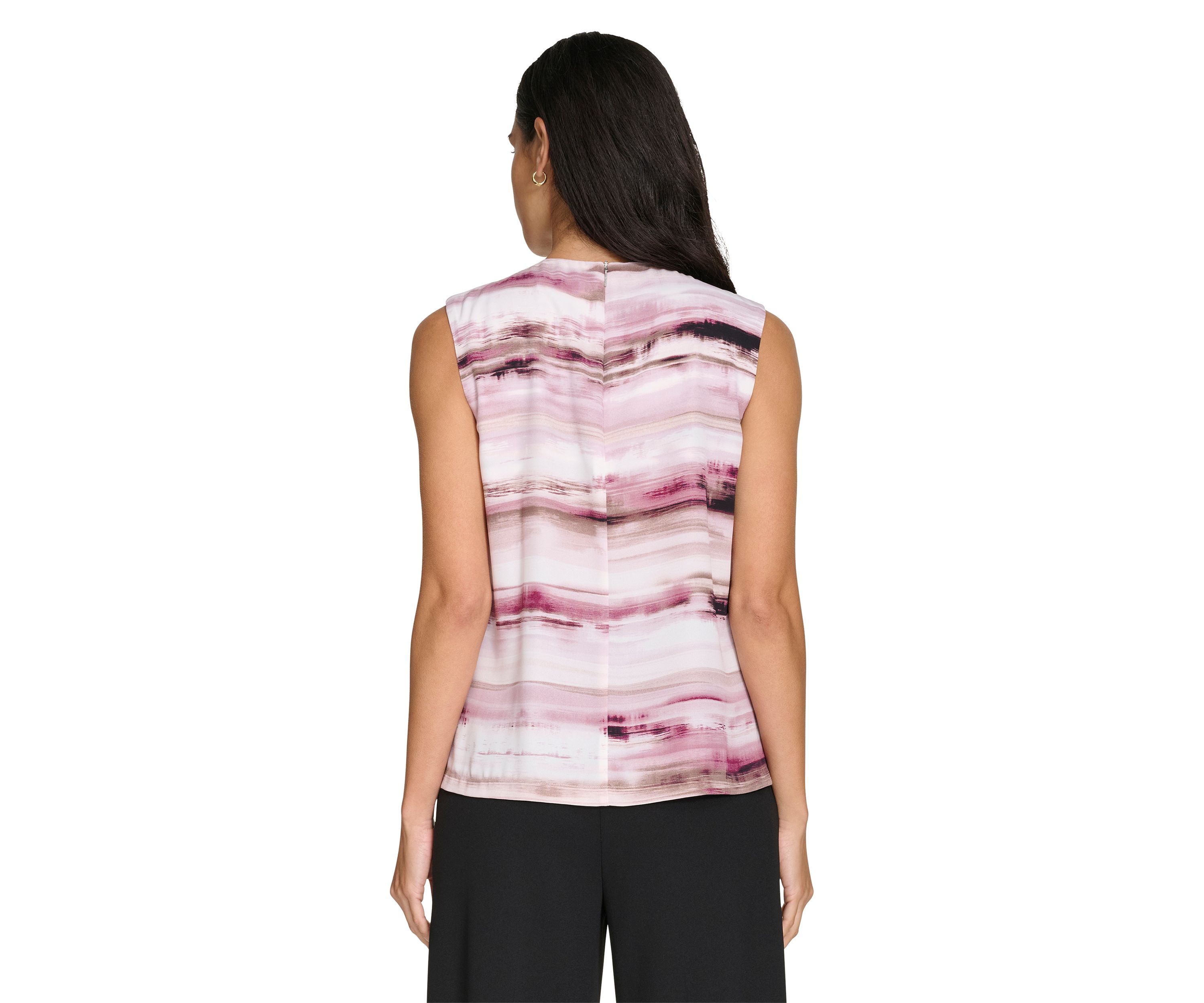 Womens Sleeveless Top with Draped Shoulder Detail