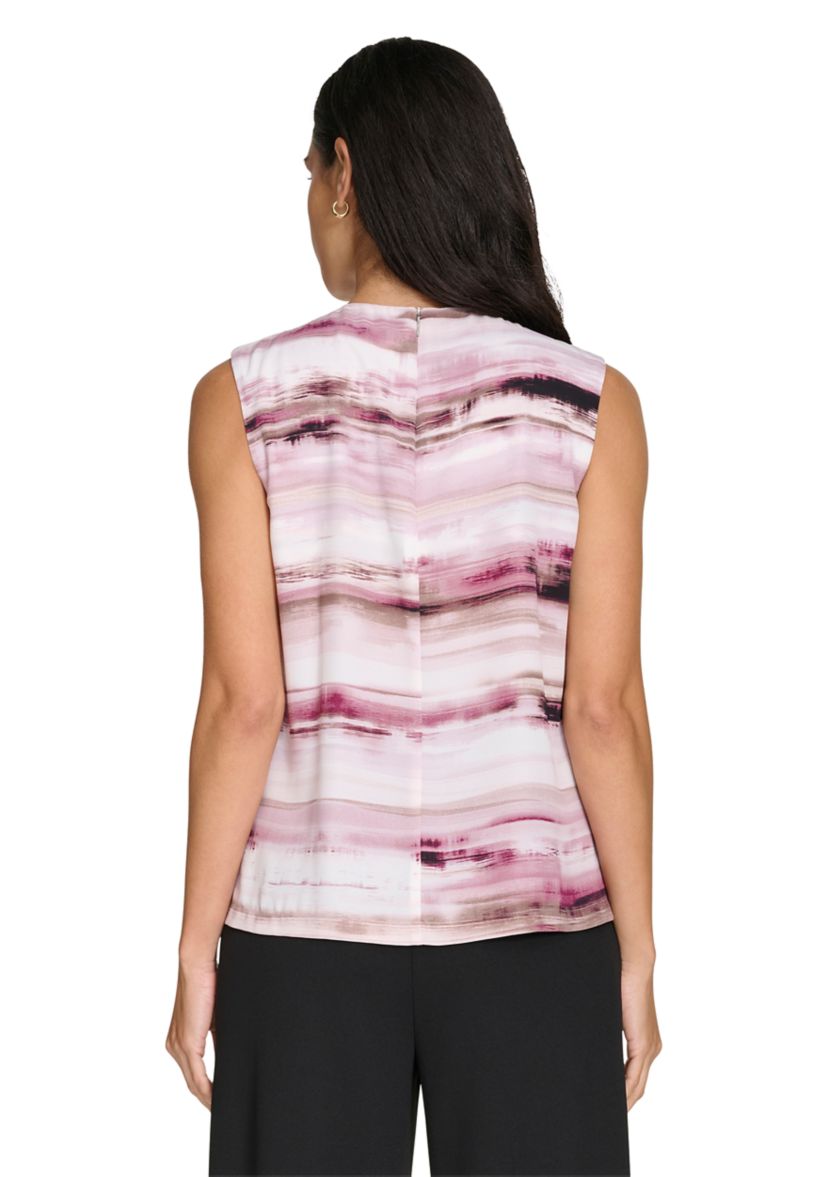 Womens Sleeveless Top with Draped Shoulder Detail