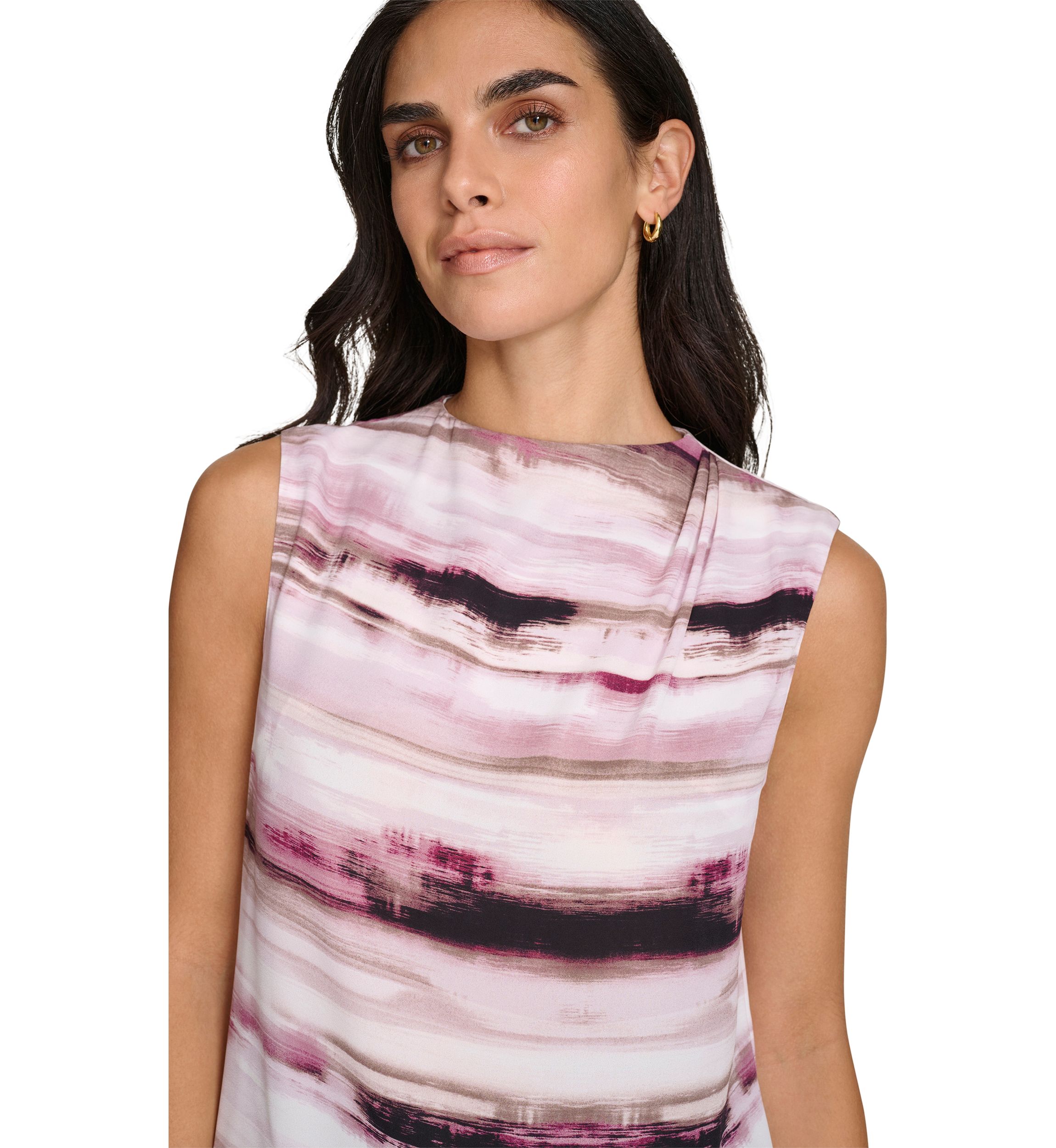 Womens Sleeveless Top with Draped Shoulder Detail
