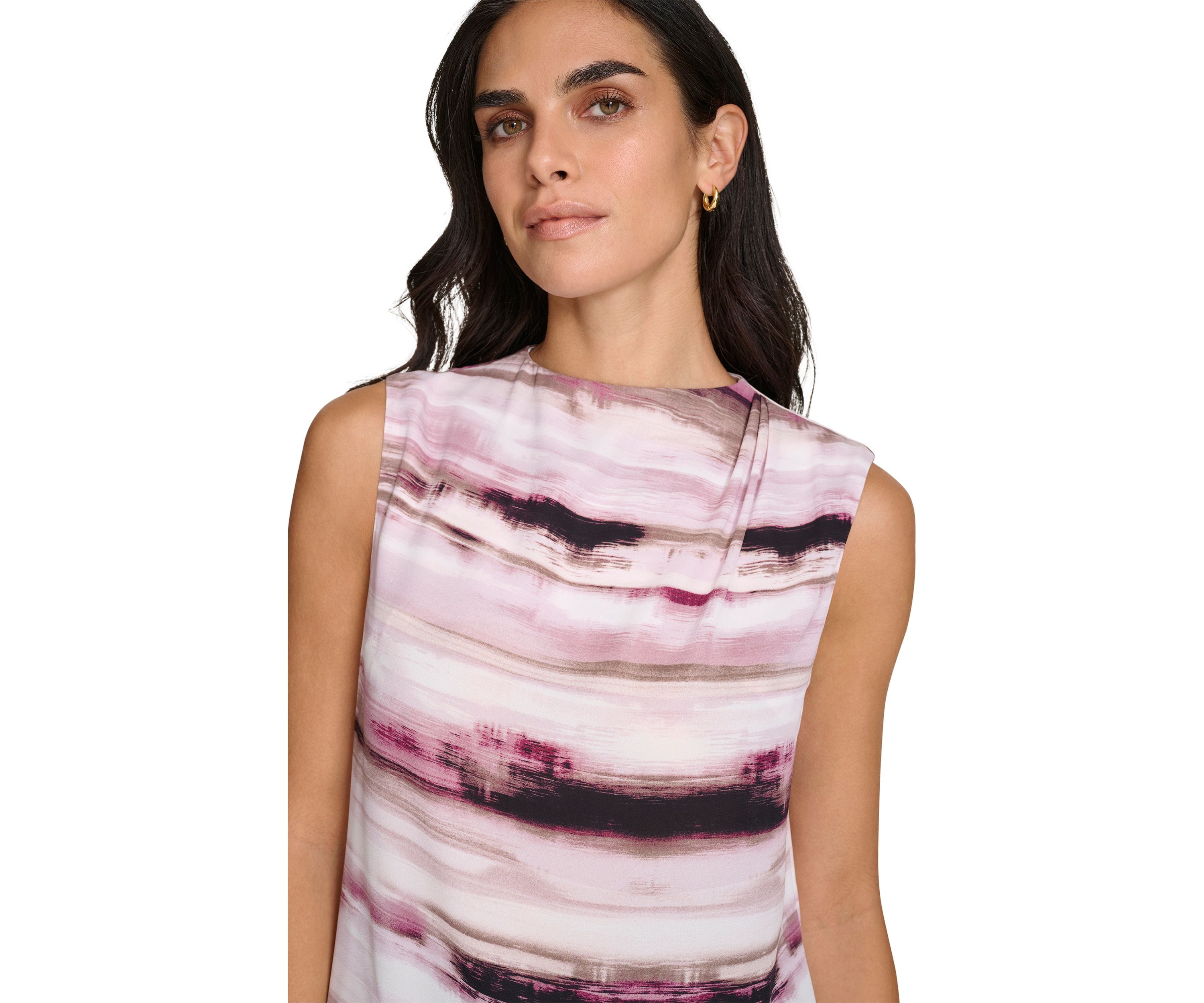 Womens Sleeveless Top with Draped Shoulder Detail