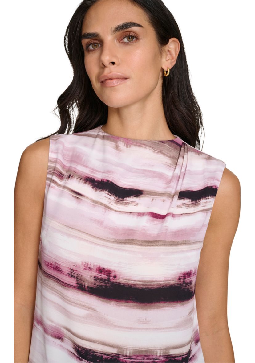 Womens Sleeveless Top with Draped Shoulder Detail
