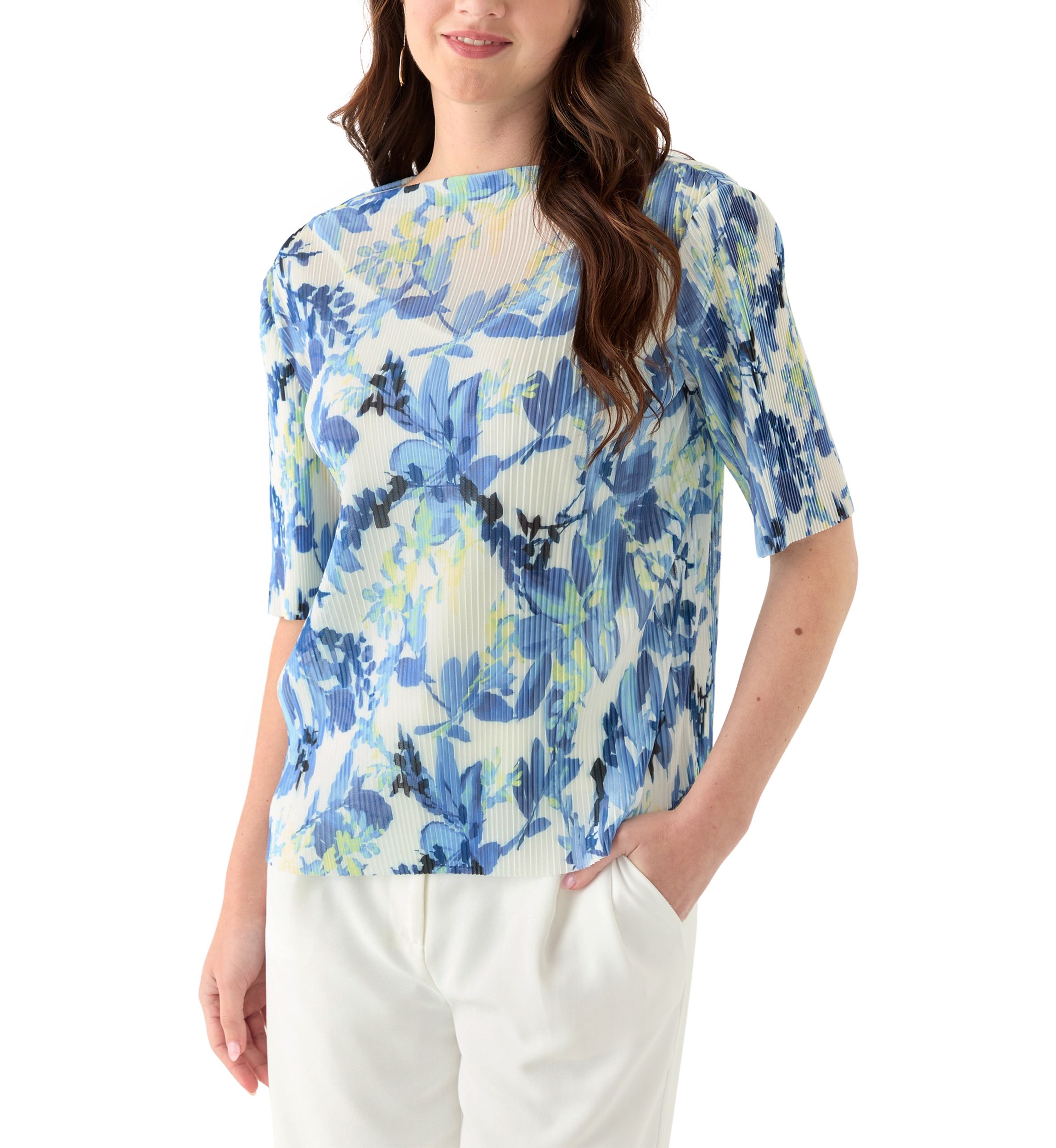Womens Printed Mesh Top