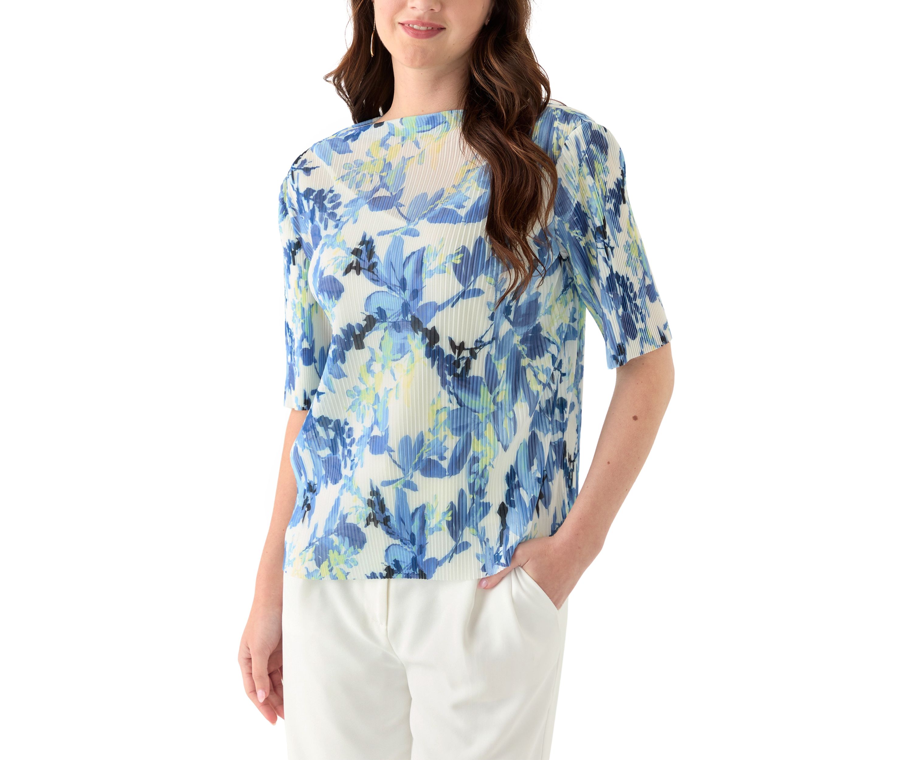 Womens Printed Mesh Top