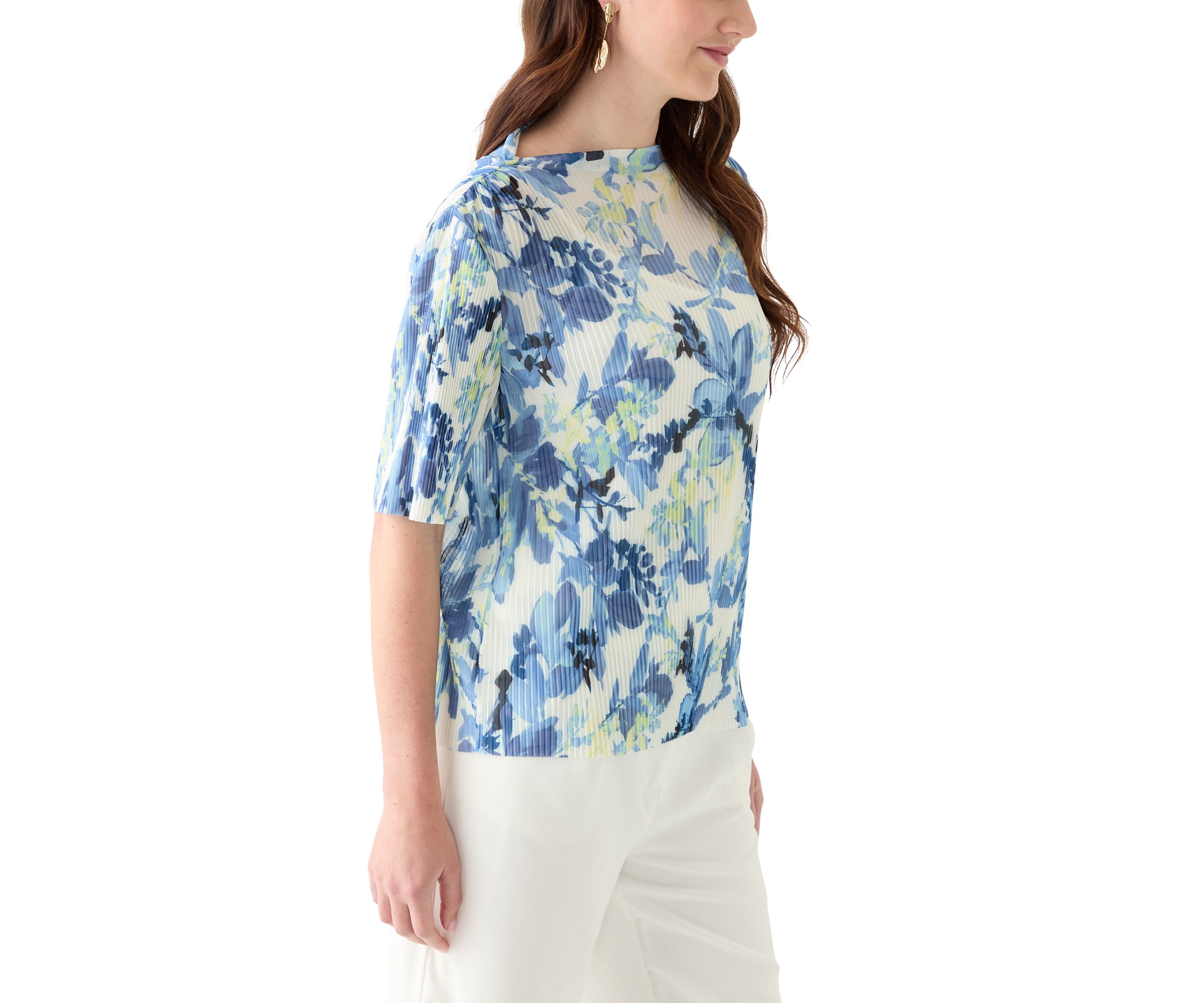 Womens Printed Mesh Top
