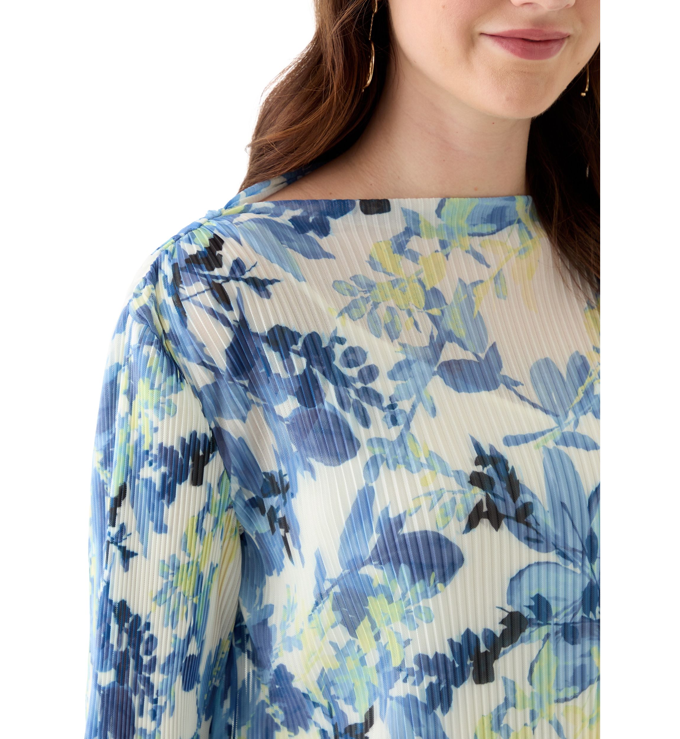 Womens Printed Mesh Top