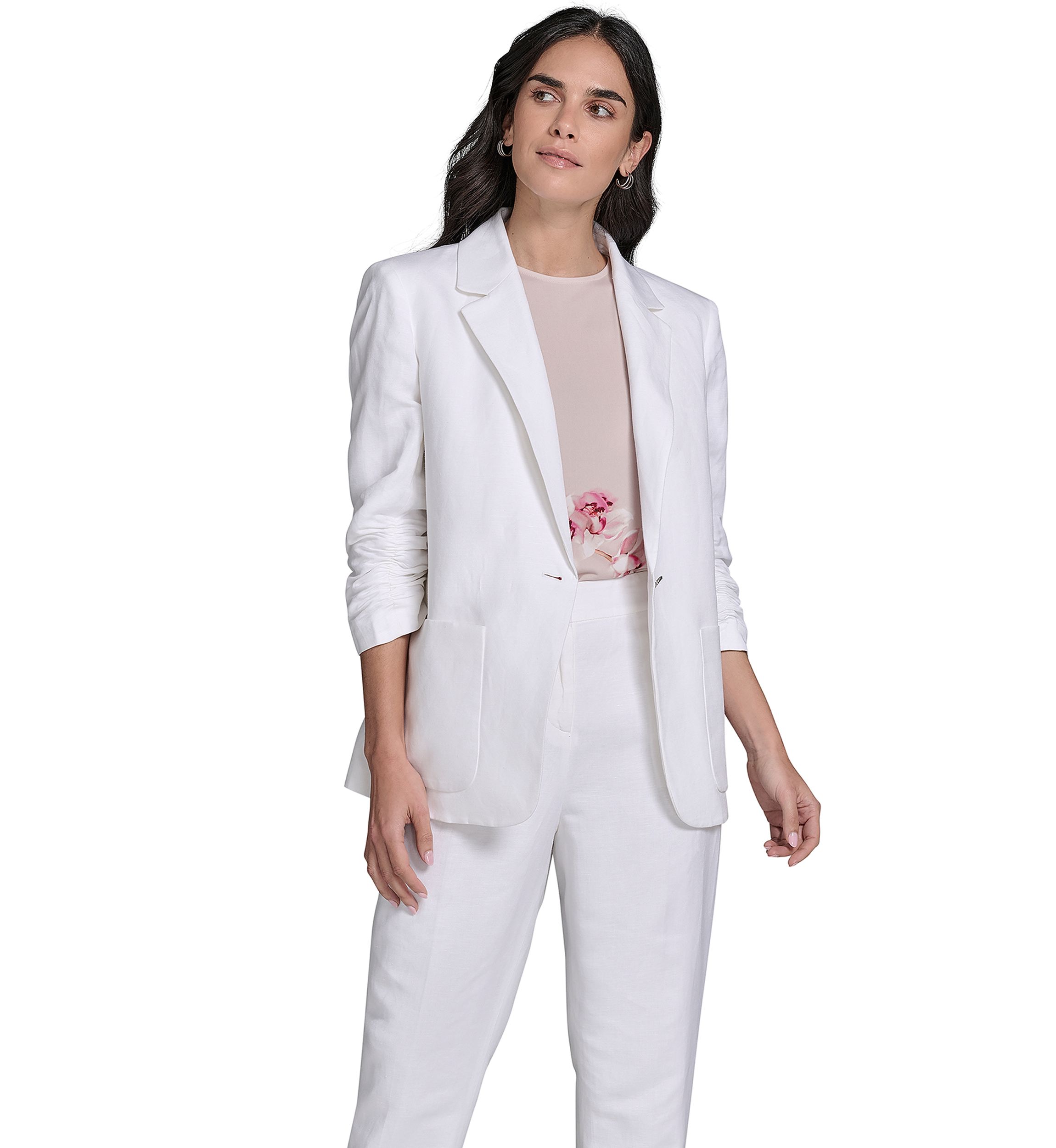 Womens Linen One Button Jacket