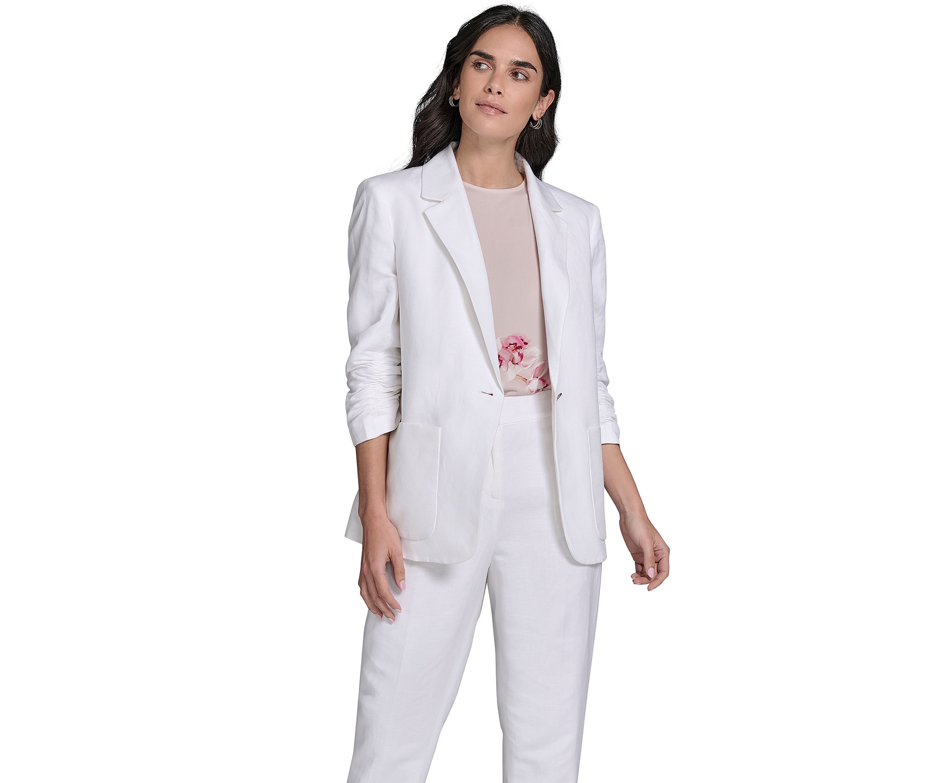 Womens Linen One Button Jacket