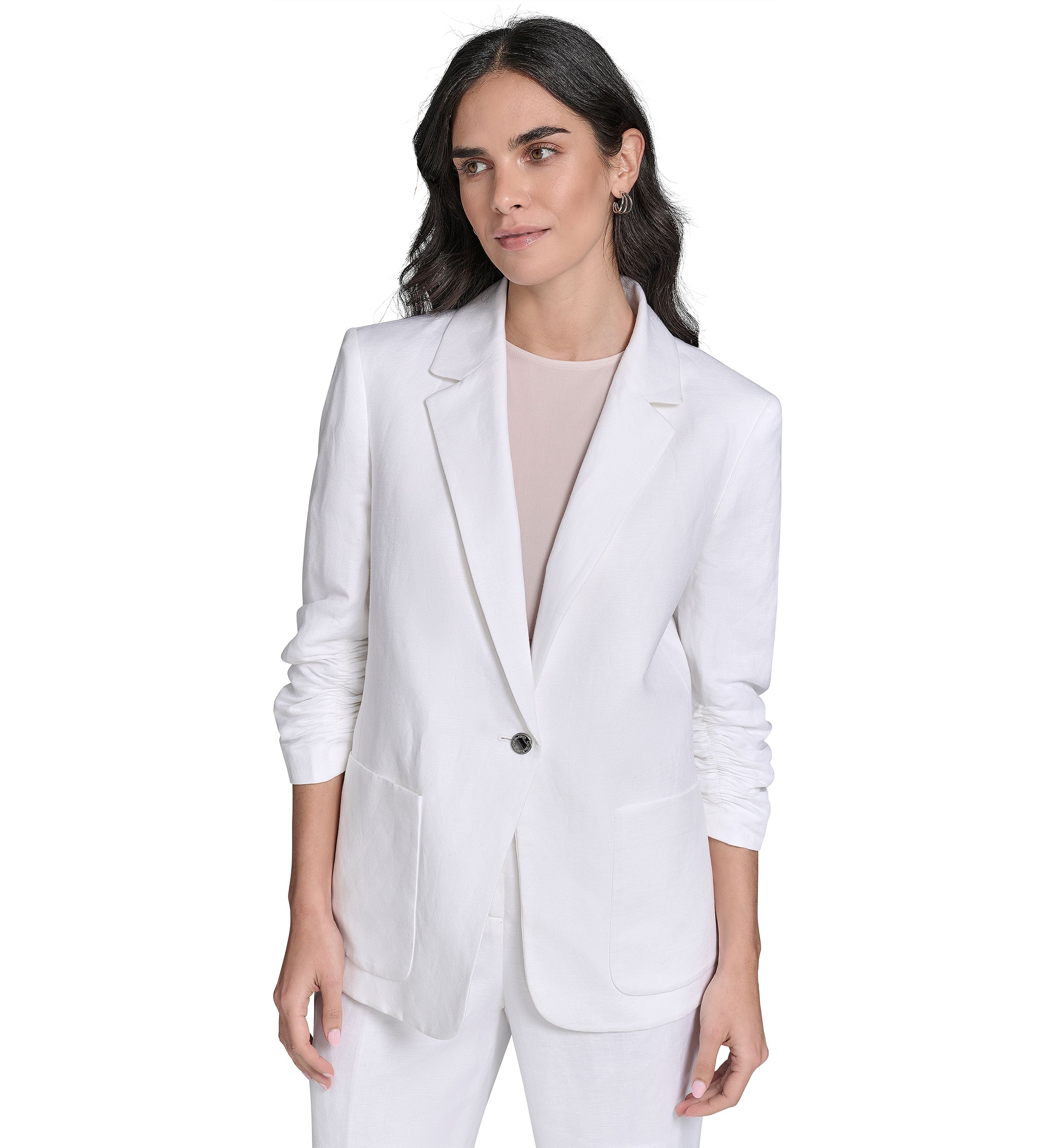 Womens Linen One Button Jacket