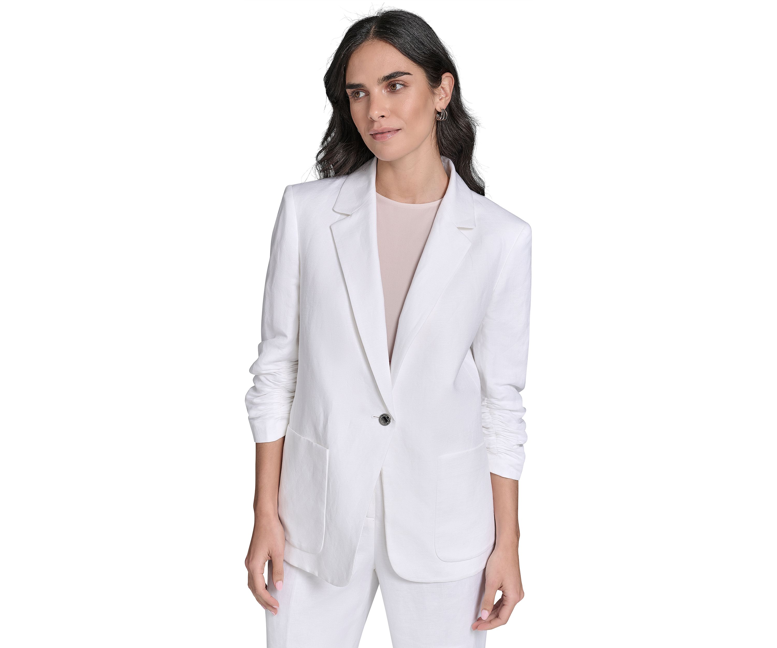 Womens Linen One Button Jacket