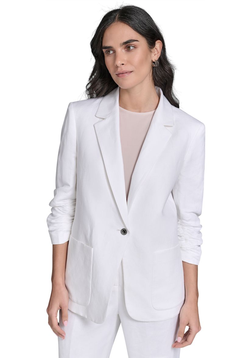 Womens Linen One Button Jacket