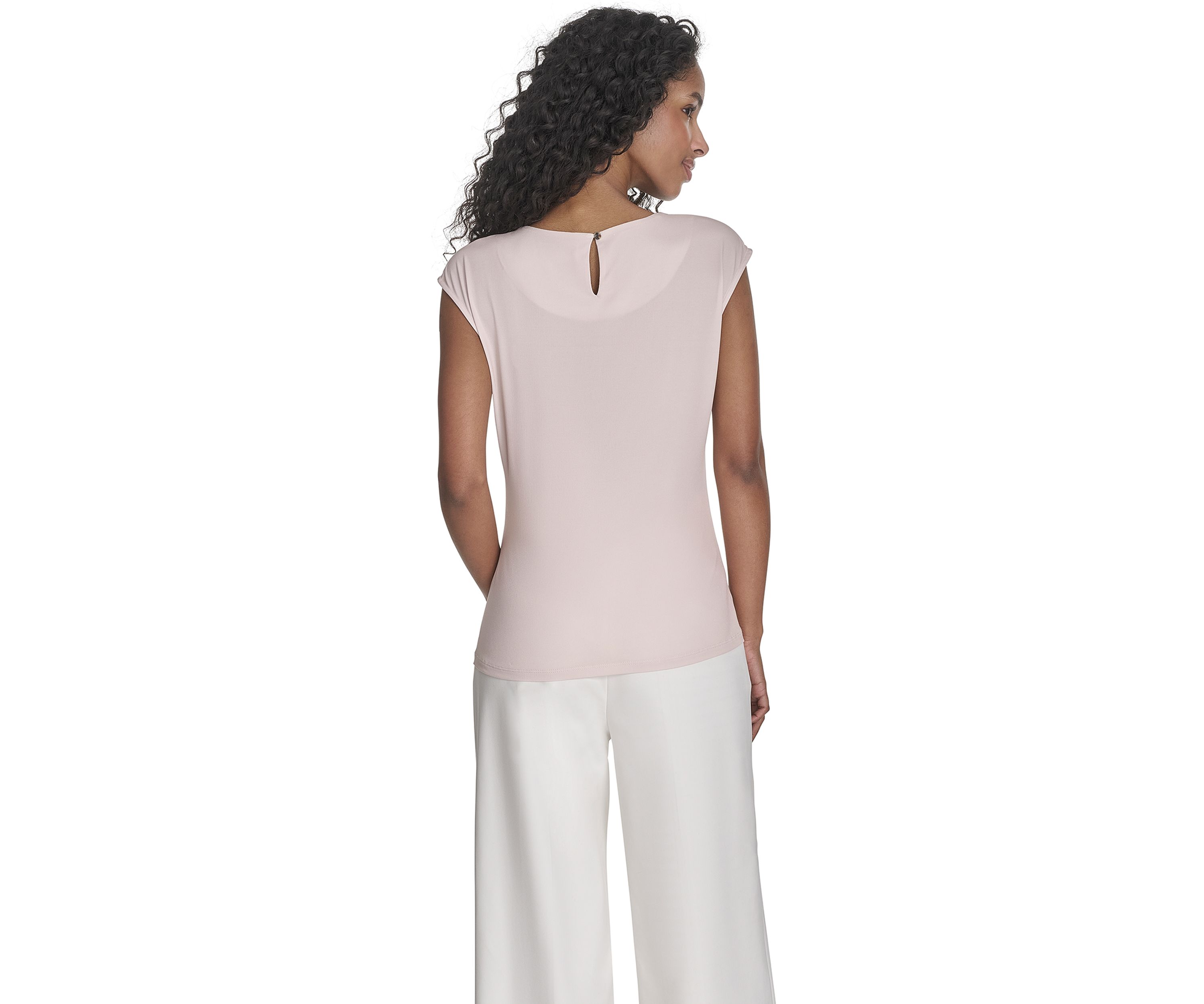 Womens Cap Sleeve Placed Print Blouse