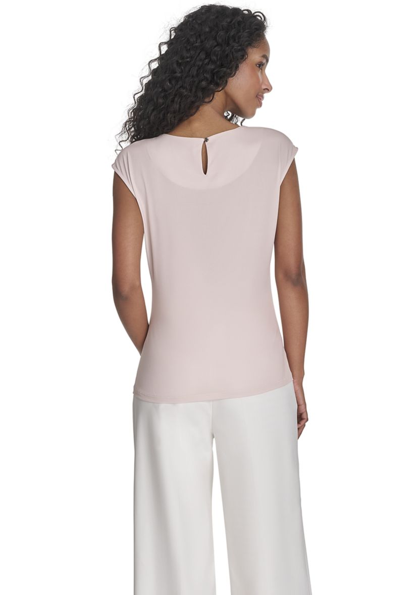 Womens Cap Sleeve Placed Print Blouse