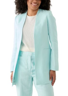 Calvin Klein Women's Linen Open Front 3/4 Rollback Sleeve Shirt, 10