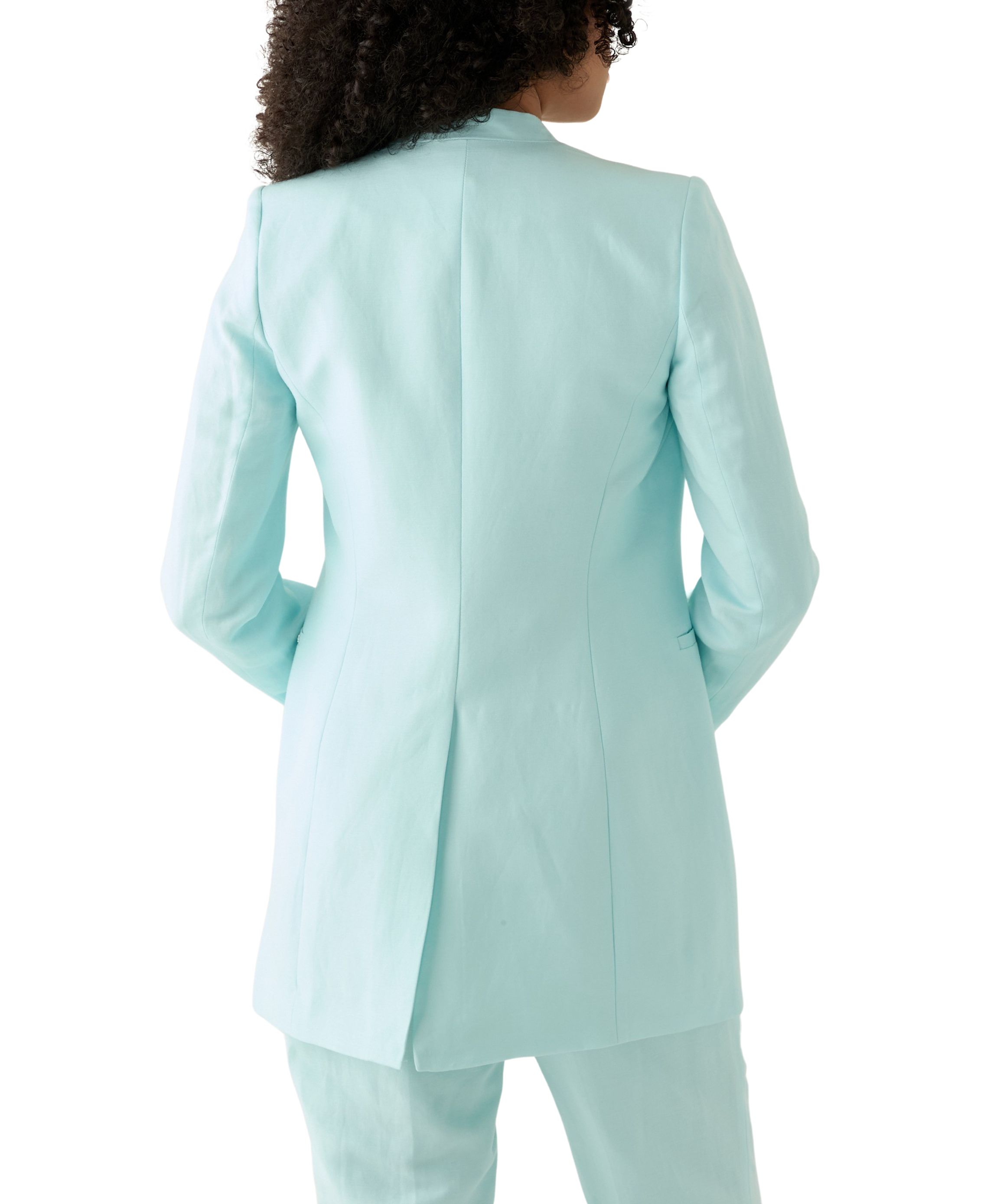 Womens Linen Open Front 3/4 Rollback Sleeve Shirt