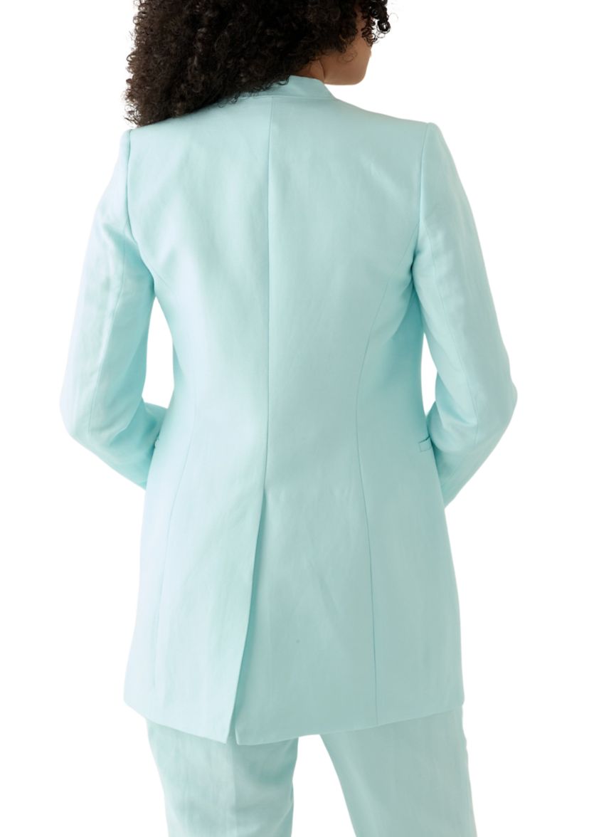 Womens Linen Open Front 3/4 Rollback Sleeve Shirt