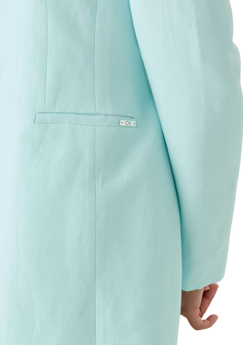 Womens Linen Open Front 3/4 Rollback Sleeve Shirt