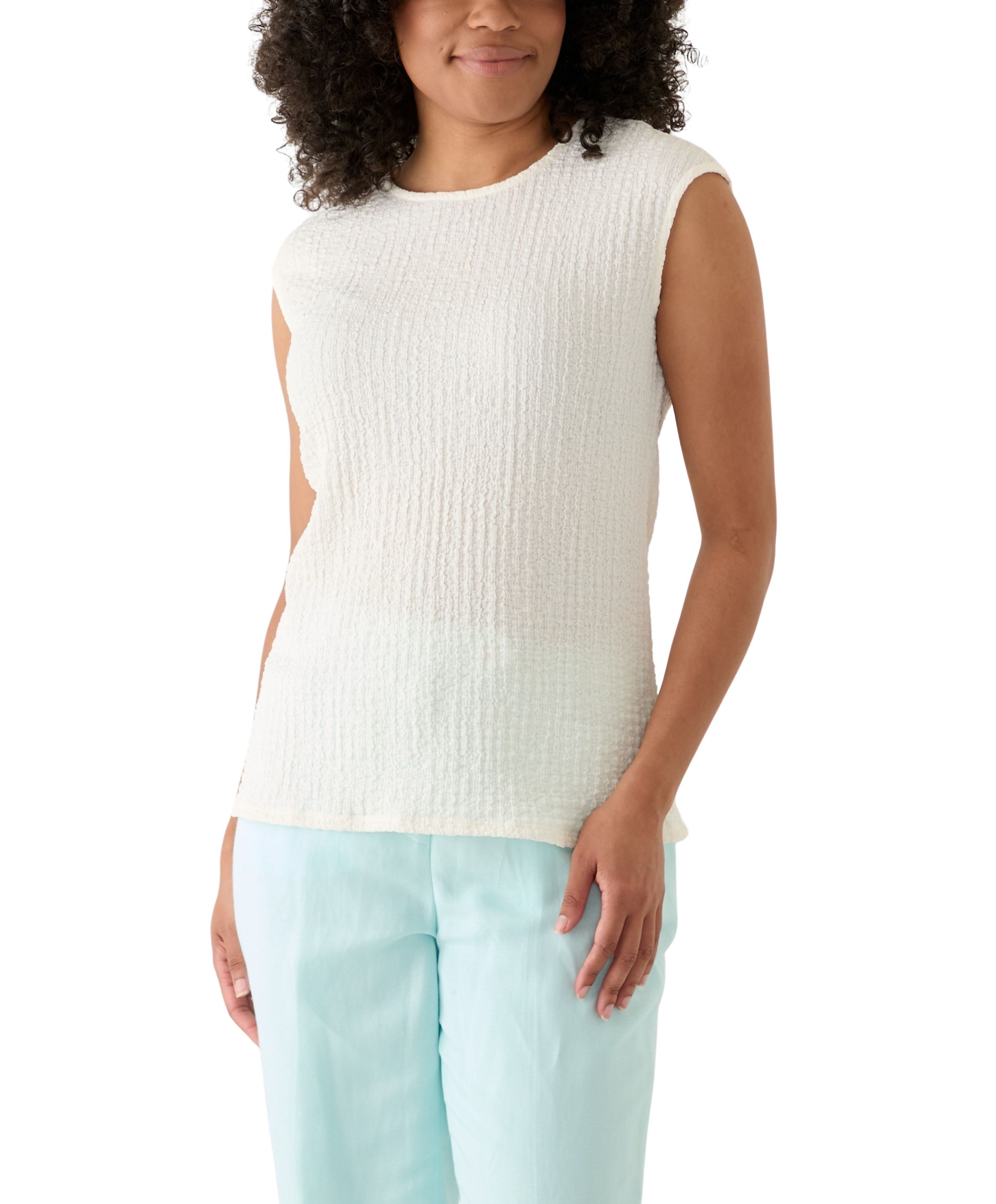 Womens Sleeveless Textured Blouse