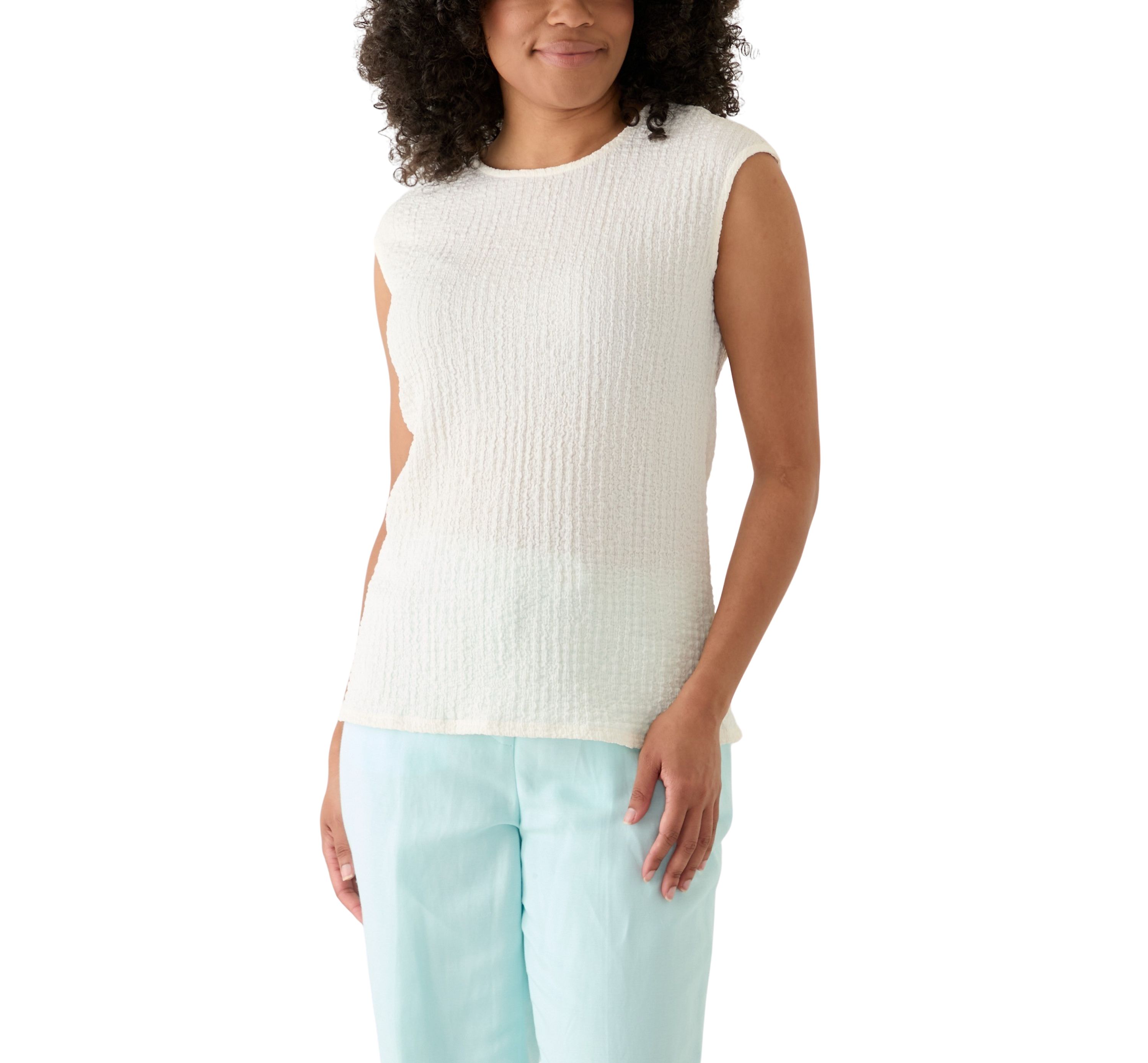 Womens Sleeveless Textured Blouse