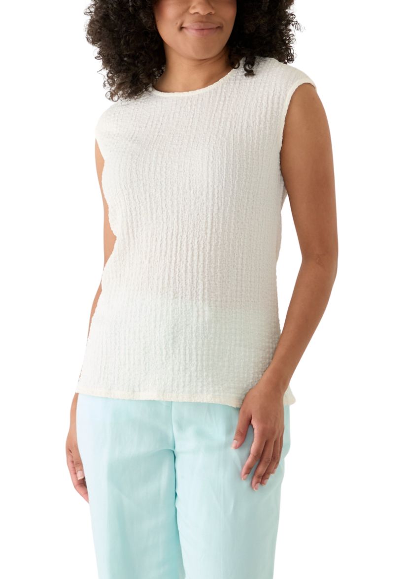Womens Sleeveless Textured Blouse