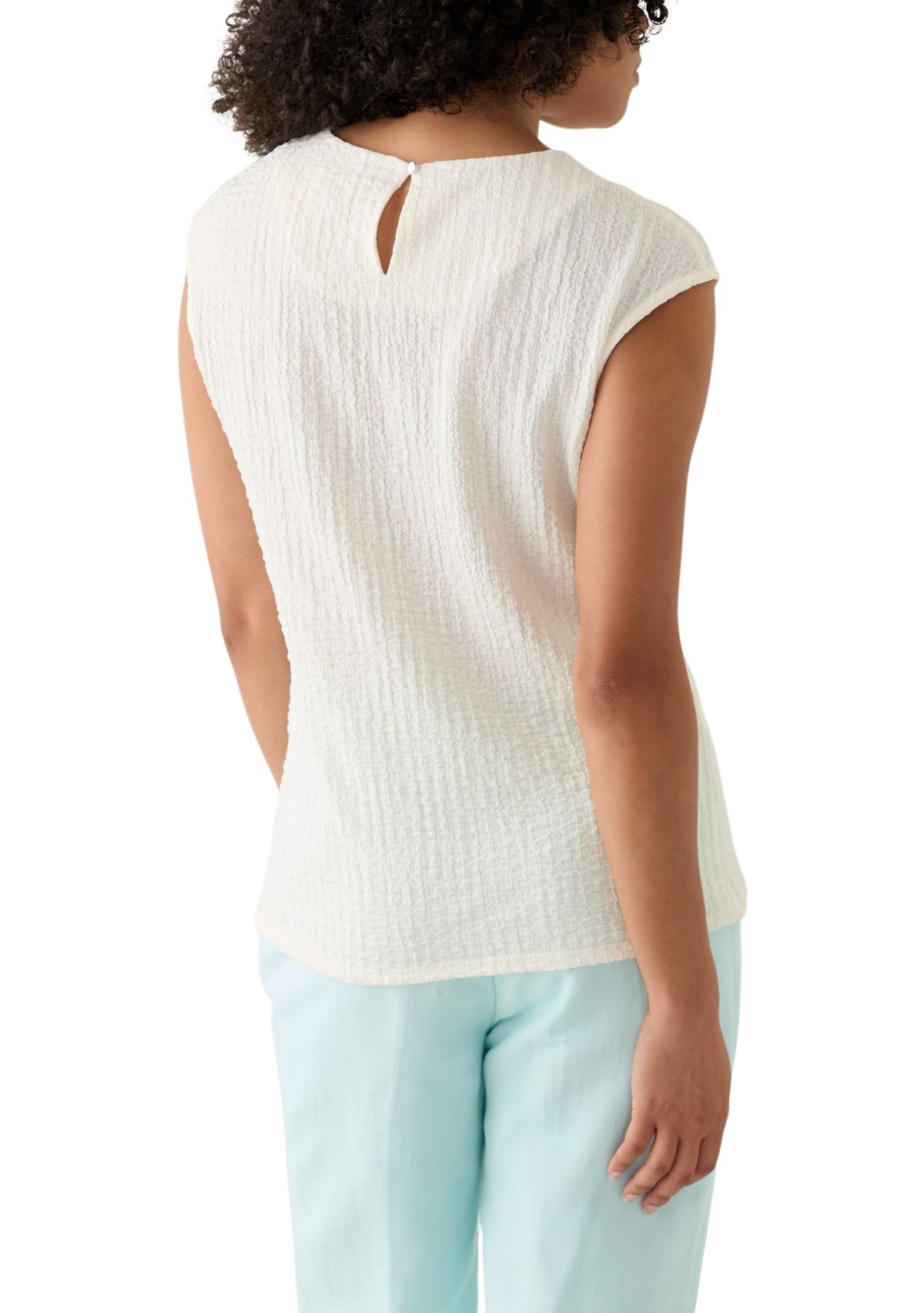 Womens Sleeveless Textured Blouse