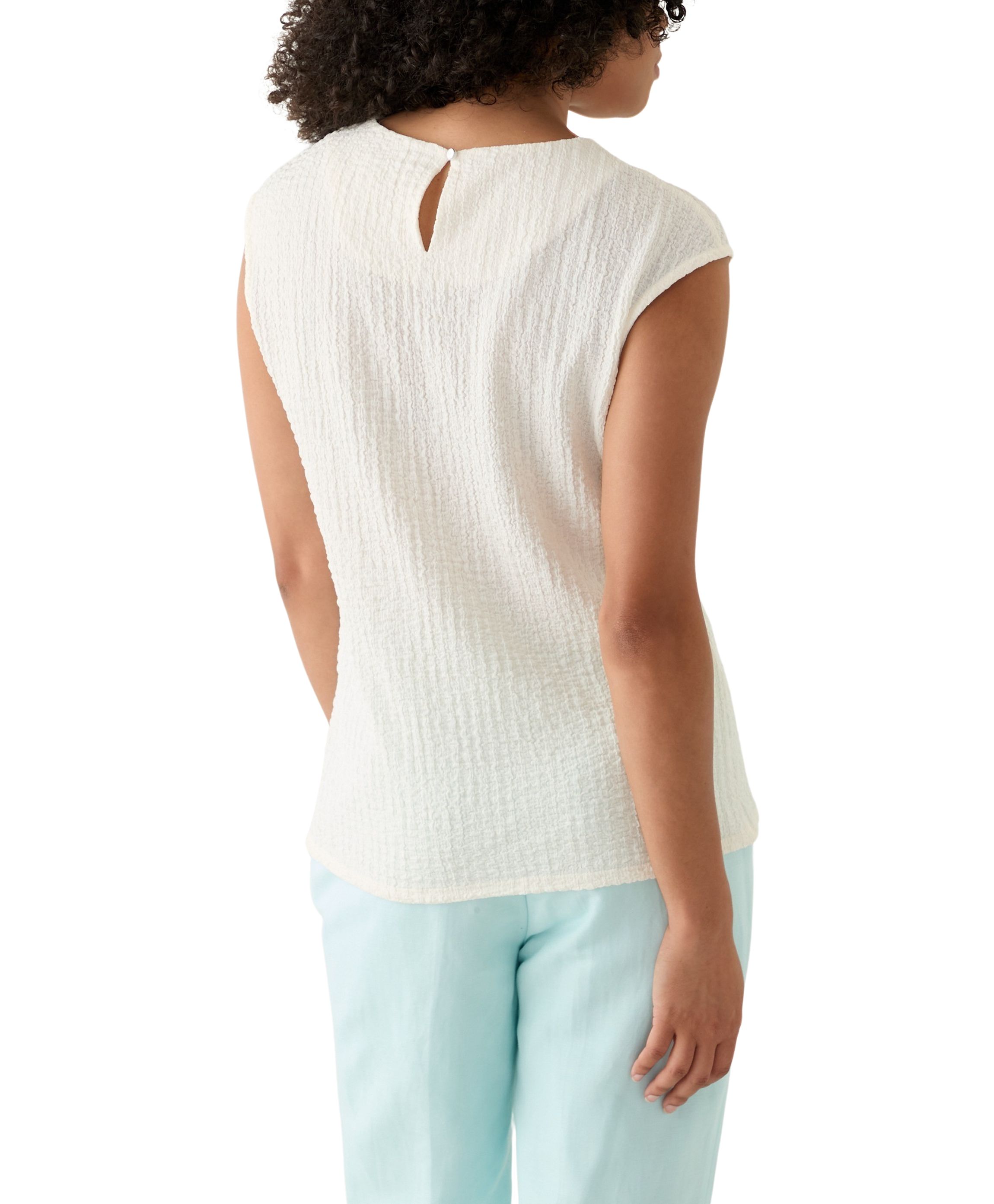 Womens Sleeveless Textured Blouse