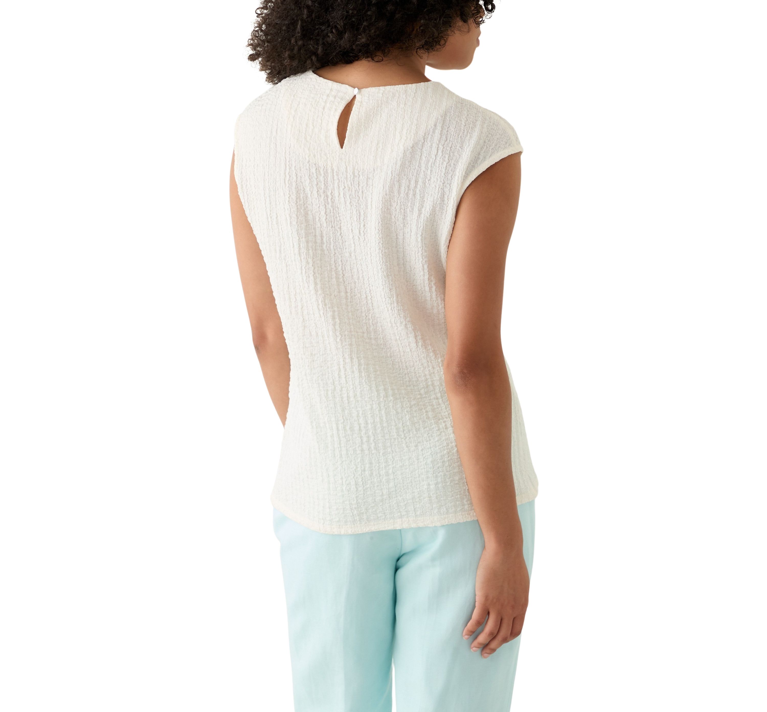 Womens Sleeveless Textured Blouse