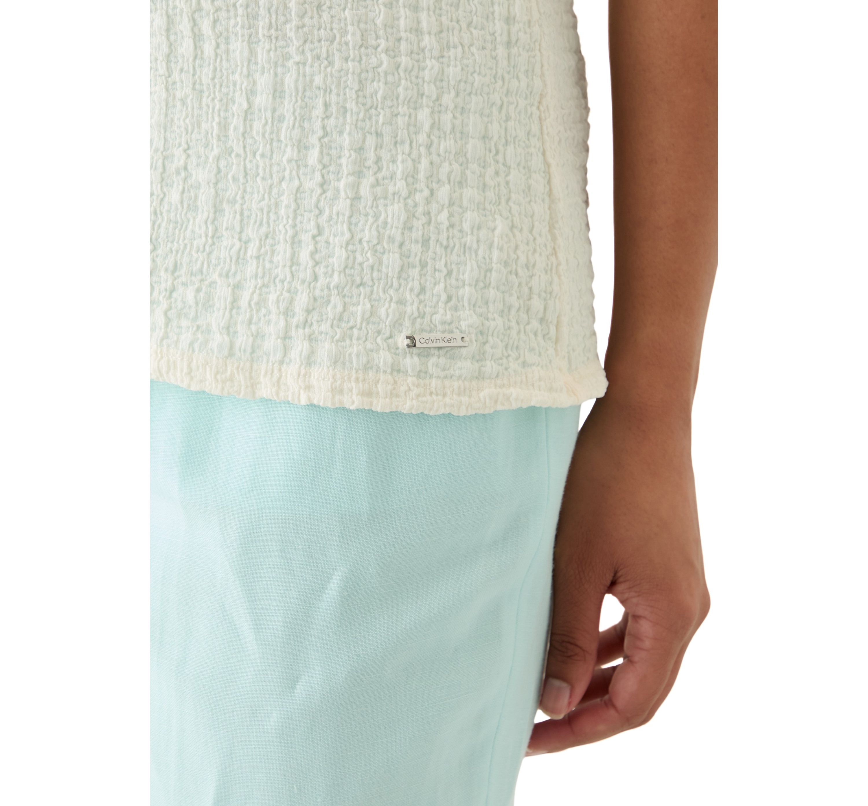 Womens Sleeveless Textured Blouse